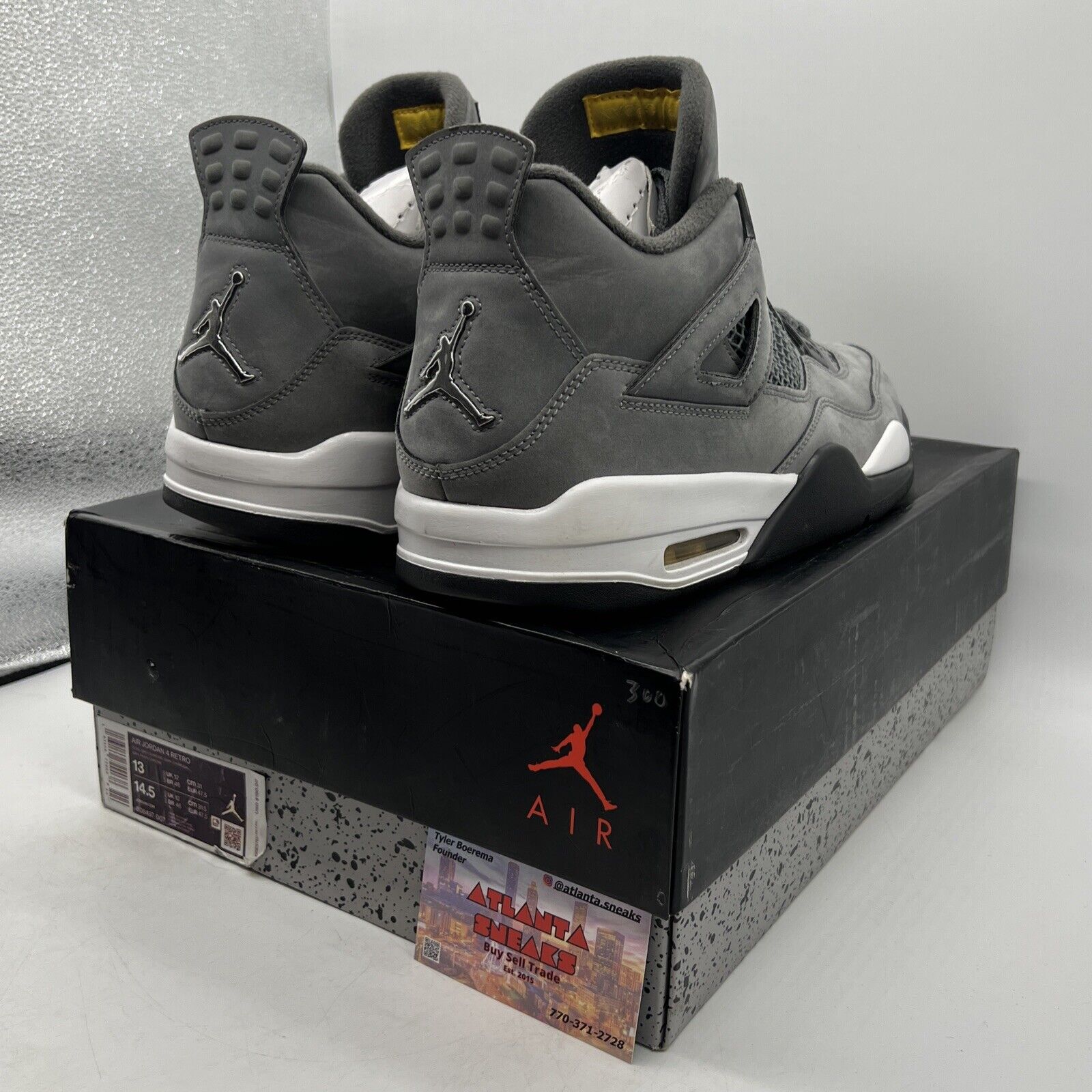 Size 13 - Jordan 4 Retro Low Cool Grey White Black Suede (308497-007)