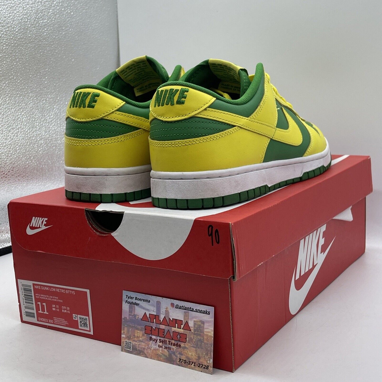 Size 11 - Nike Dunk Low Reverse Brazil White Yellow Green Leather (DV0833-300)
