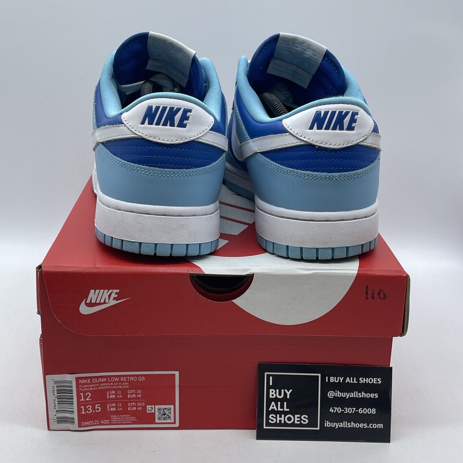 Size 12 - Nike Dunk Low Retro QS Argon Blue White Leather (DM0121-400)