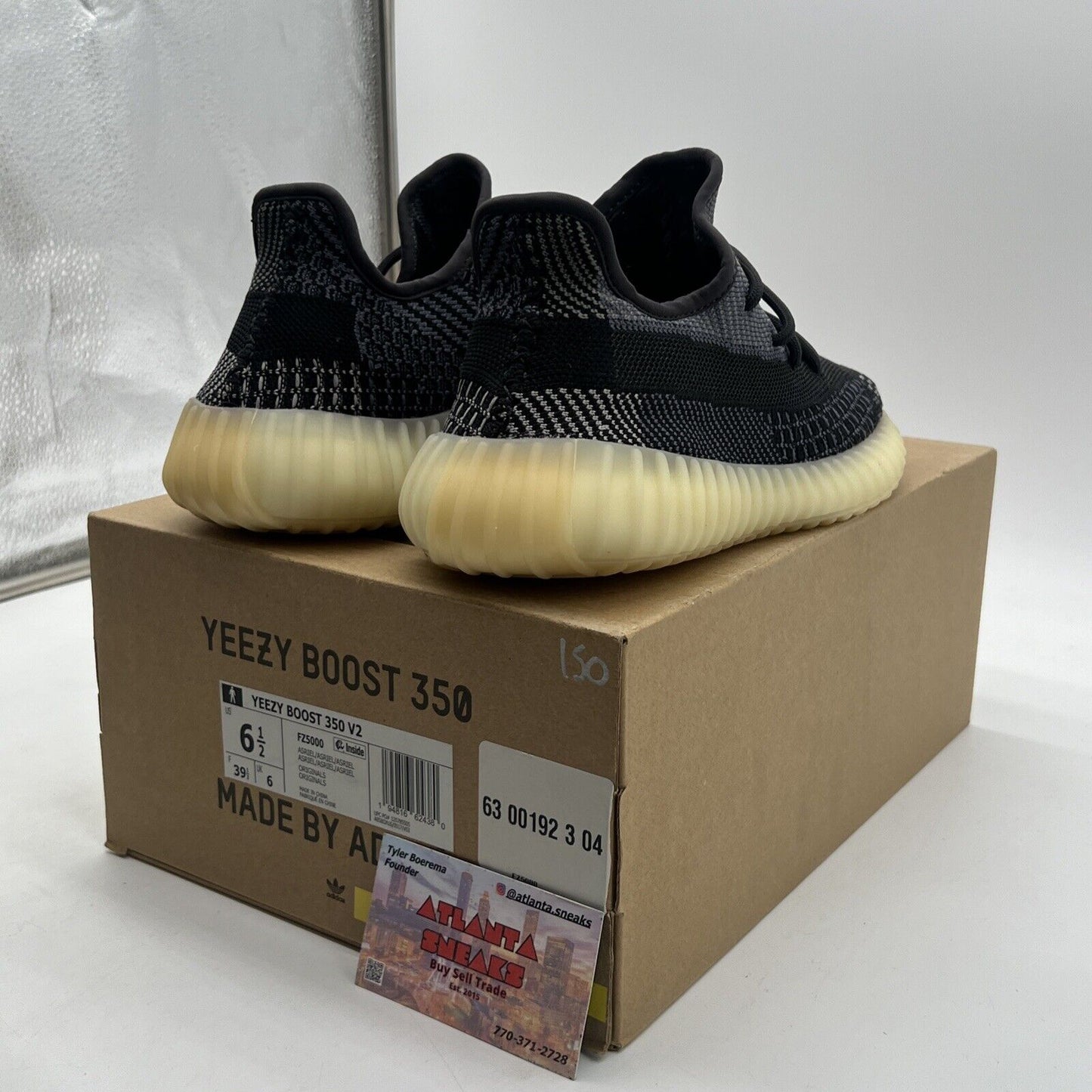 Size 6.5 - adidas Yeezy Boost 350 V2 Low Carbon Black Grey Cream (FZ5000)