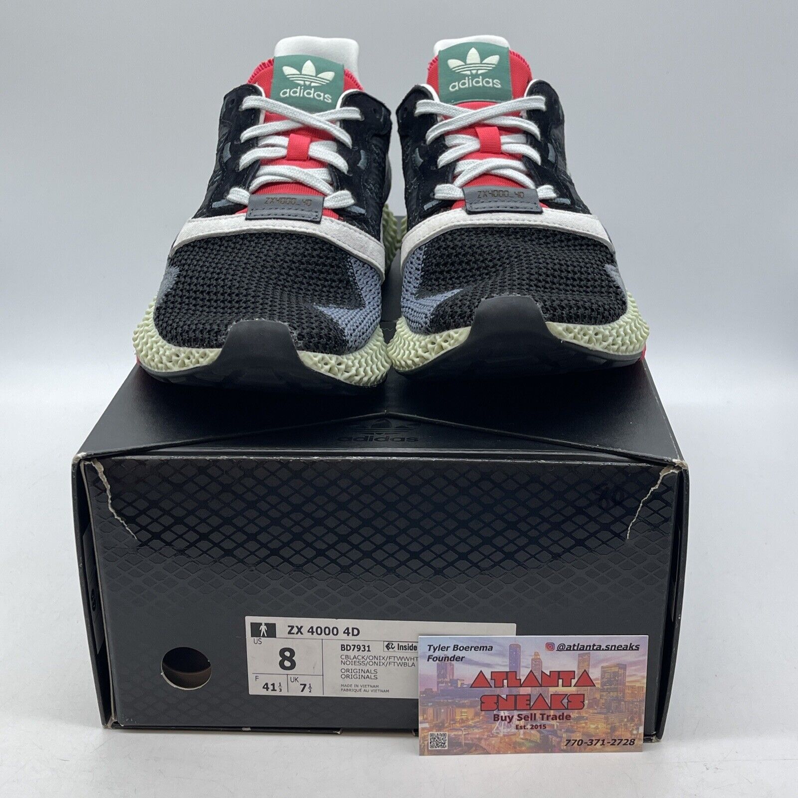 Size 8 - adidas ZX 4000 Futurecraft 4D Black Onix Black Grey Pink White (BD7931)