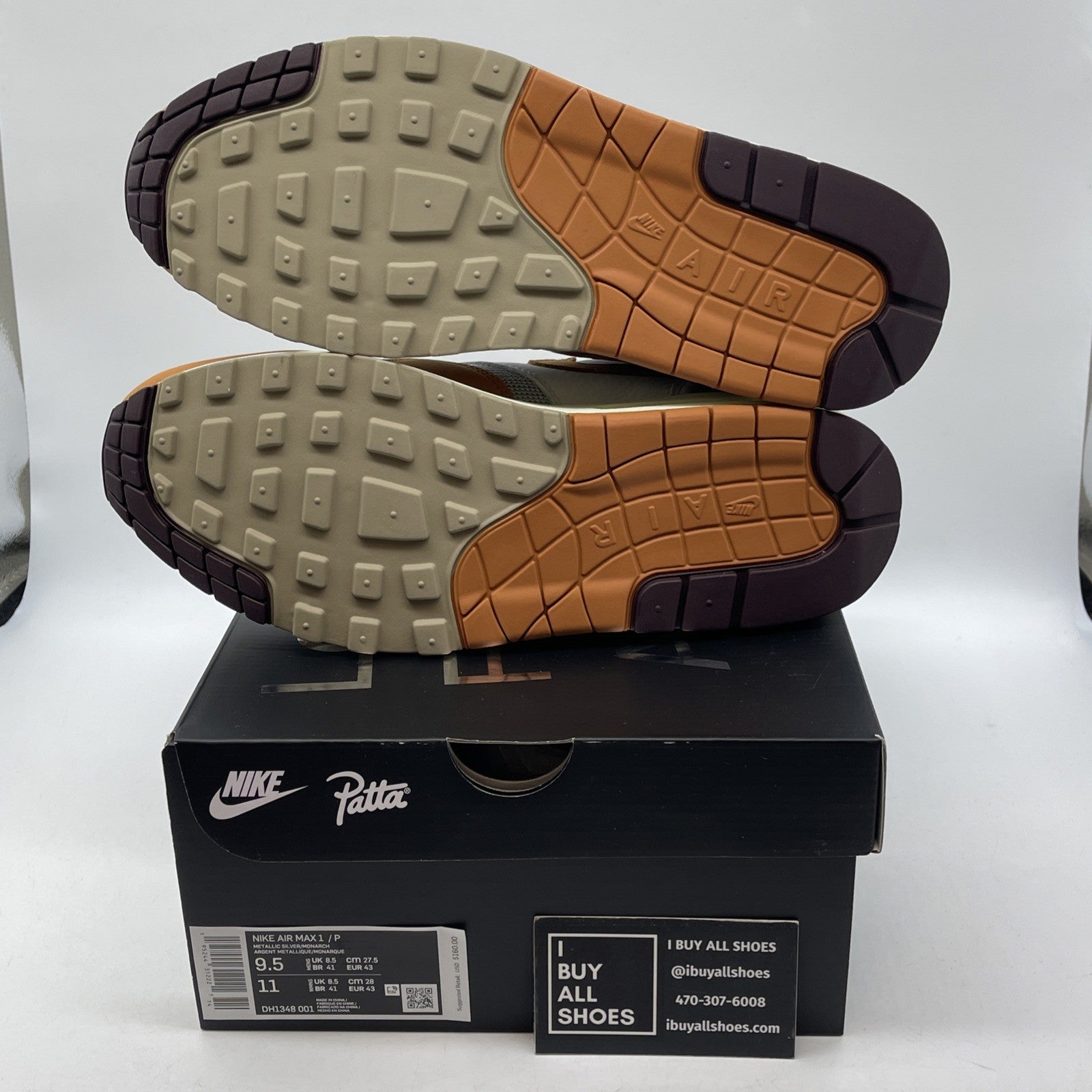 Size 9.5 - Nike Air Max 1 Patta Waves Monarch Brown Grey Suede (DH1348-001)