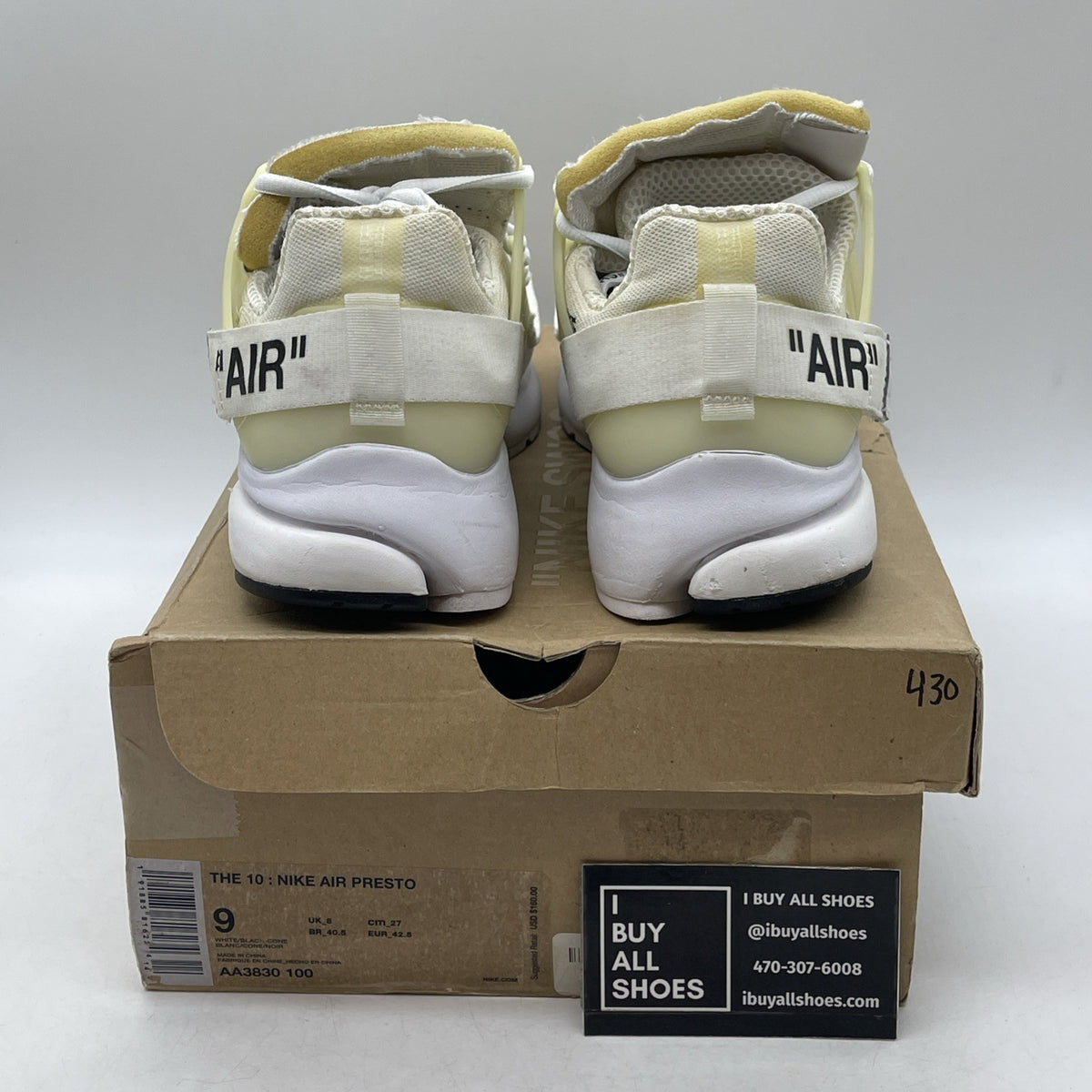 Size 9 - Nike Air Presto x Off-White White 2018 (AA3830-100)
