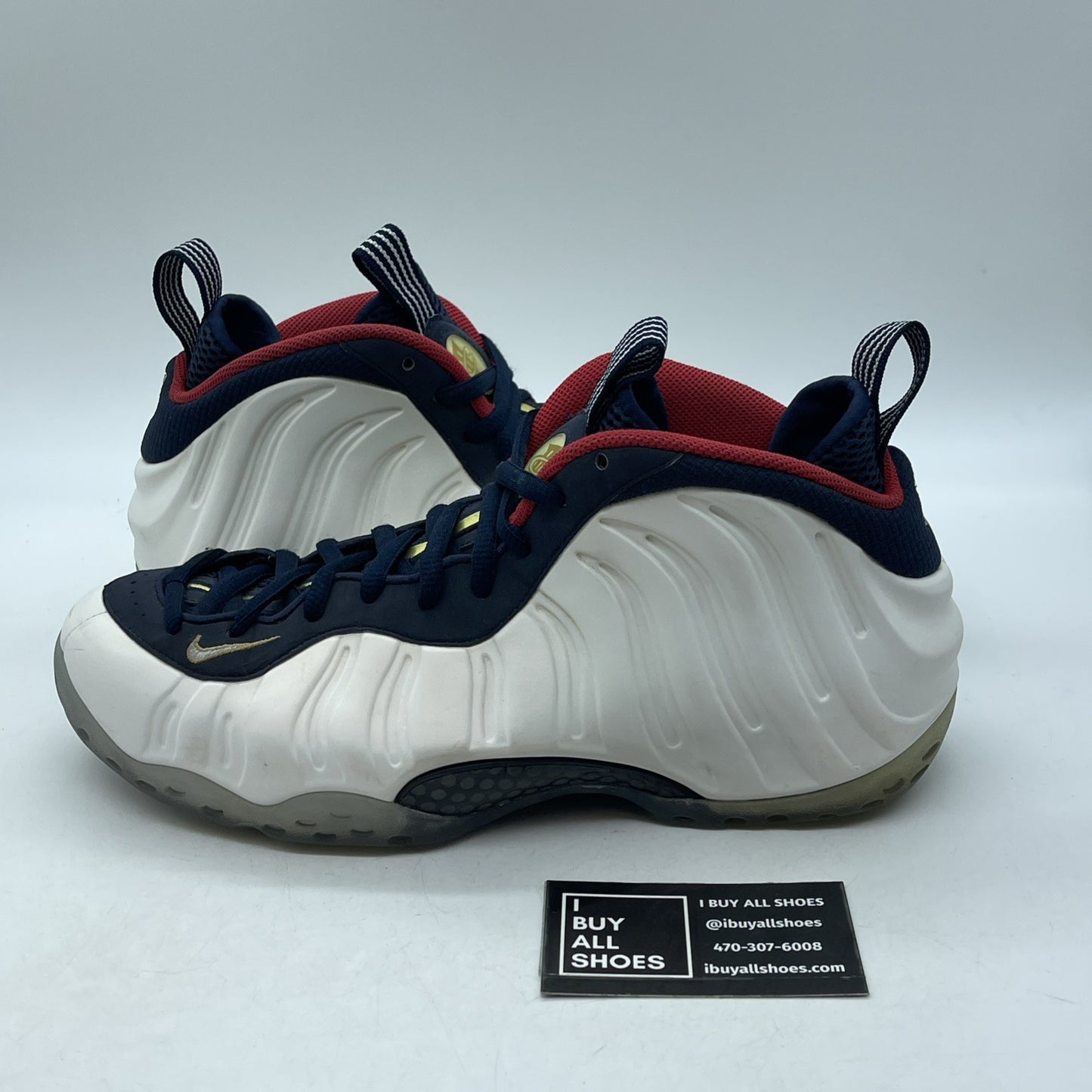 Size 10 - Nike Air Foamposite One PRM Olympic White Blue Suede (575420-400)
