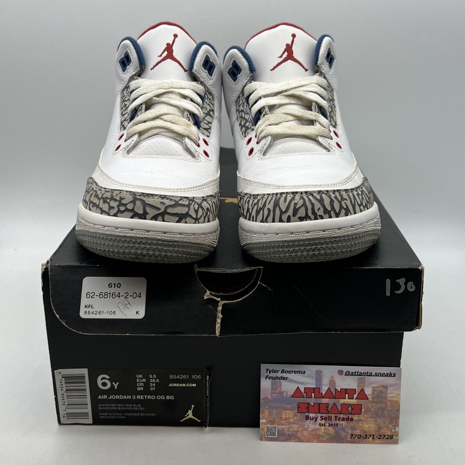 Size 6 (GS) - Jordan 3 Retro OG 2016 Mid True Blue Leather (854261-106)