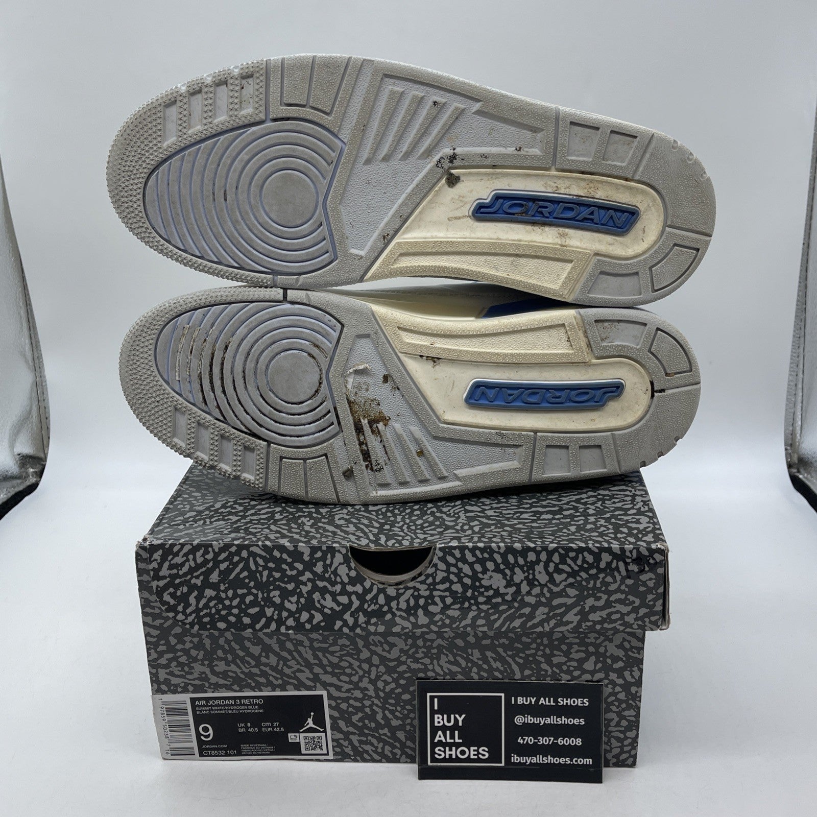 Size 9 - Air Jordan 3 Retro Lucky Shorts Blue Grey Suede Leather (CT8532-101)