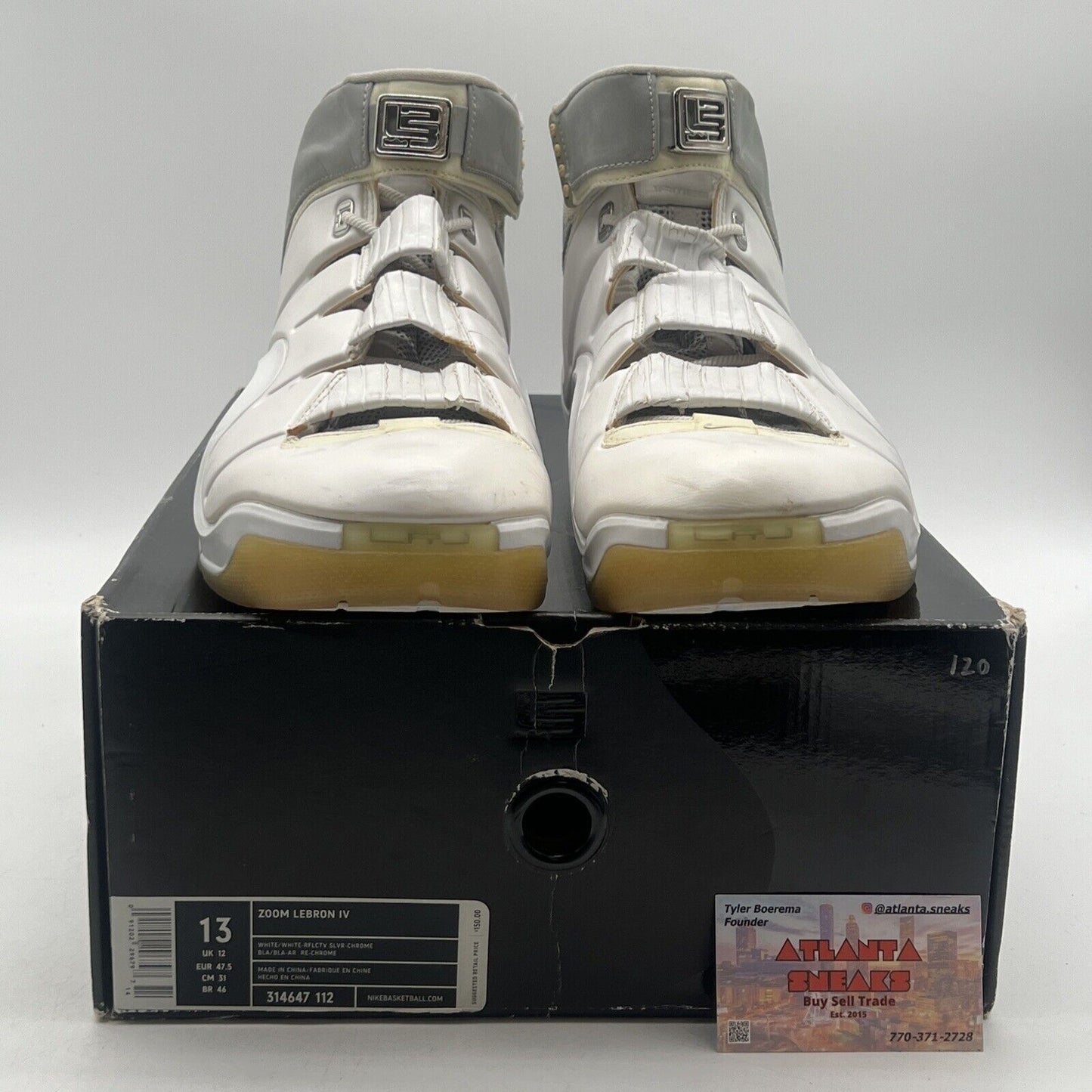 Size 13 - Nike Zoom LeBron 4 White Chrome (314647-112)