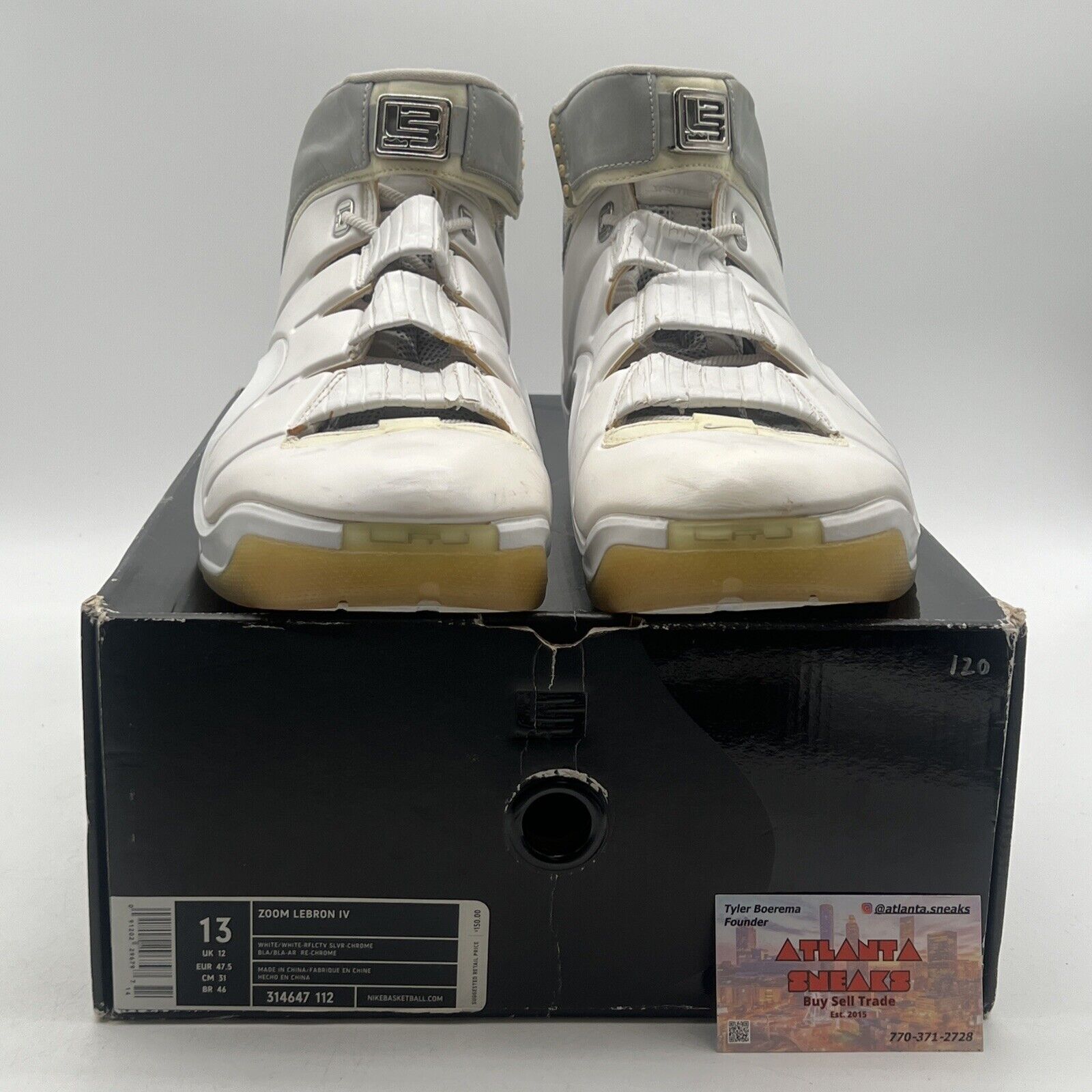Size 13 - Nike Zoom LeBron 4 White Chrome (314647-112)