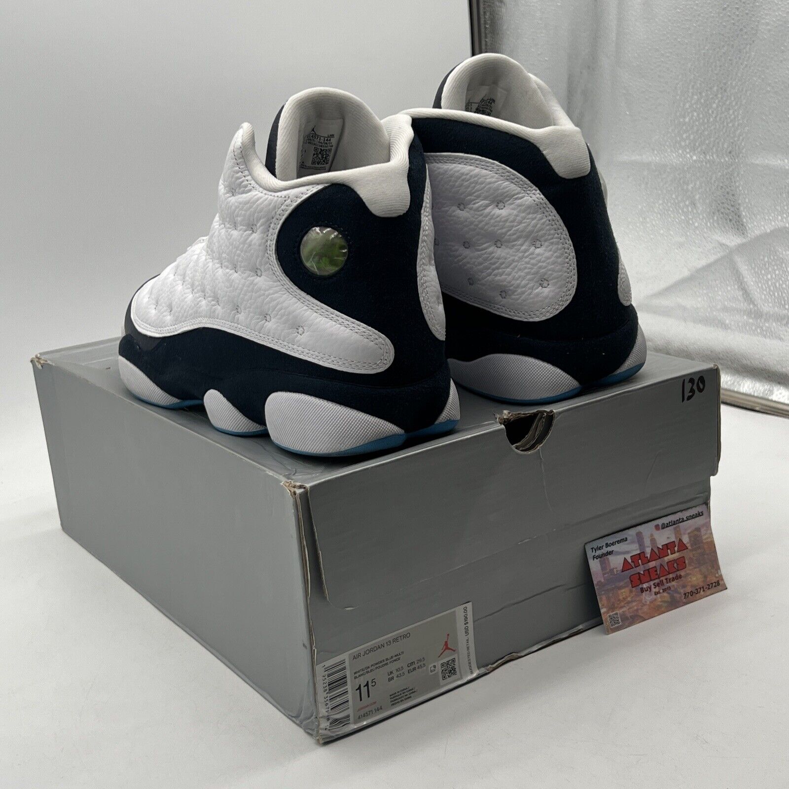 Size 11.5 - Jordan 13 Retro Obsidian White Navy Suede Leather (414571-144)