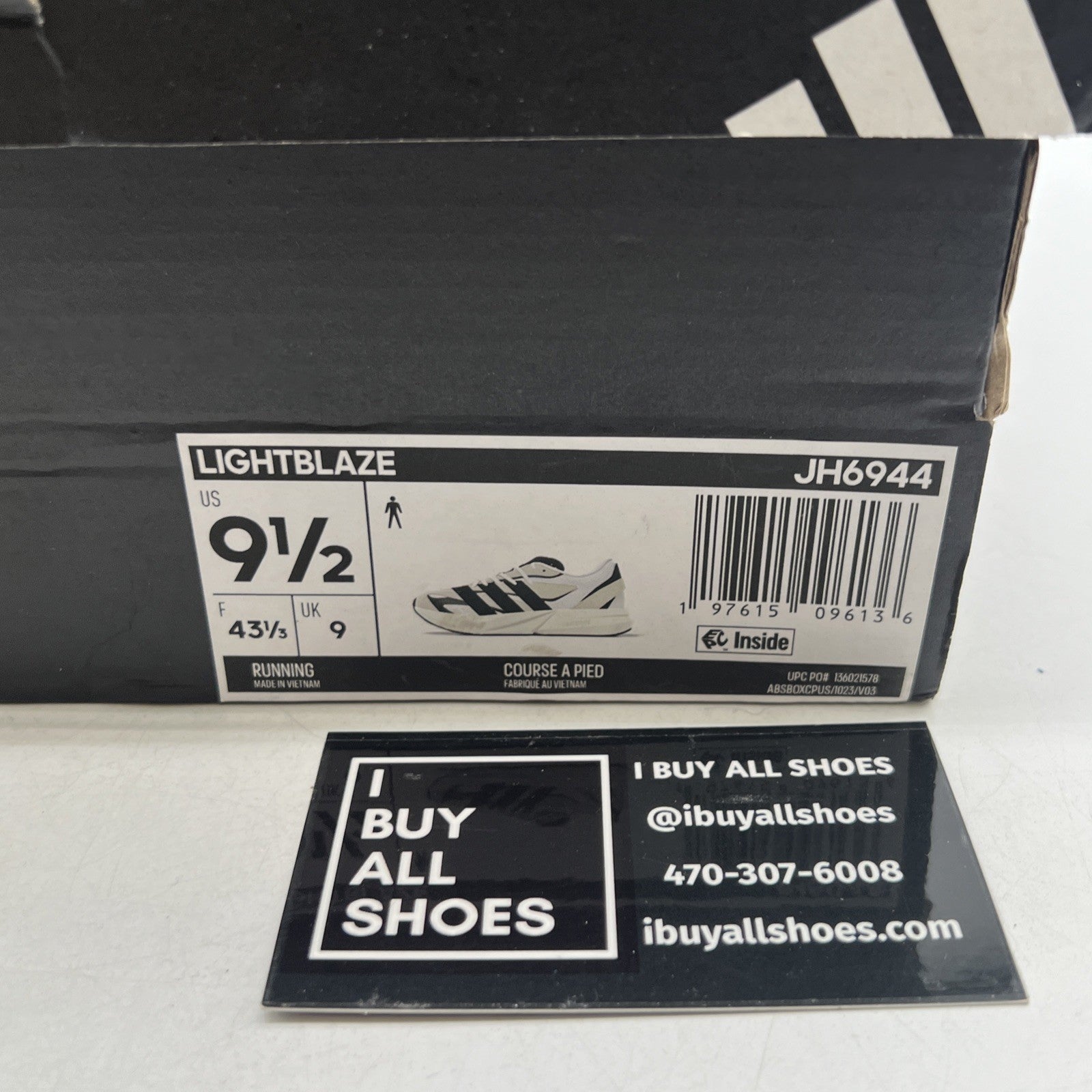 Size 9.5 - Adidas Lightblaze Alumina Black White (JH6944)
