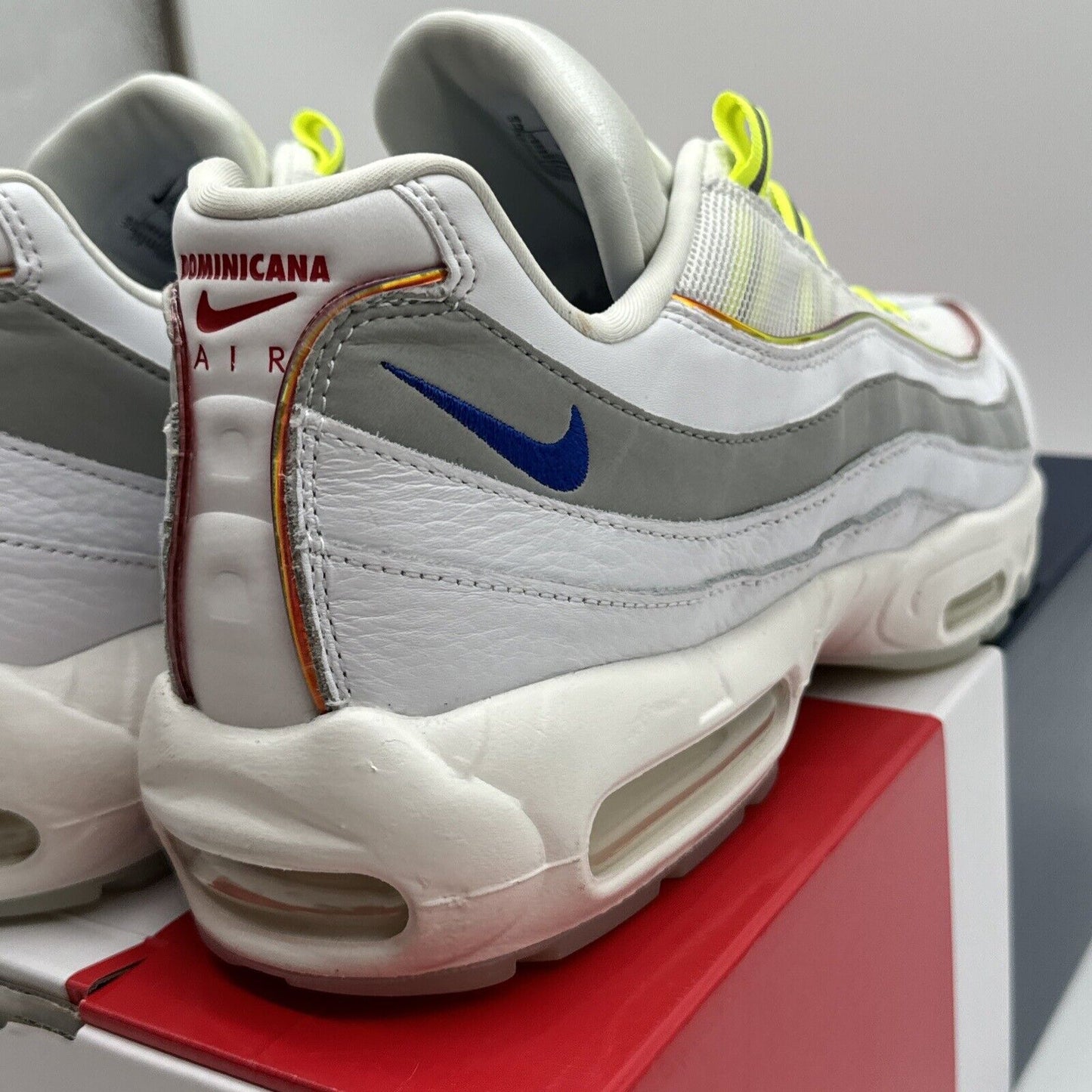 Size 12 - Nike Air Max 95 De Lo Mio 2020 White Volt Blue Puerto Rico Home Roots