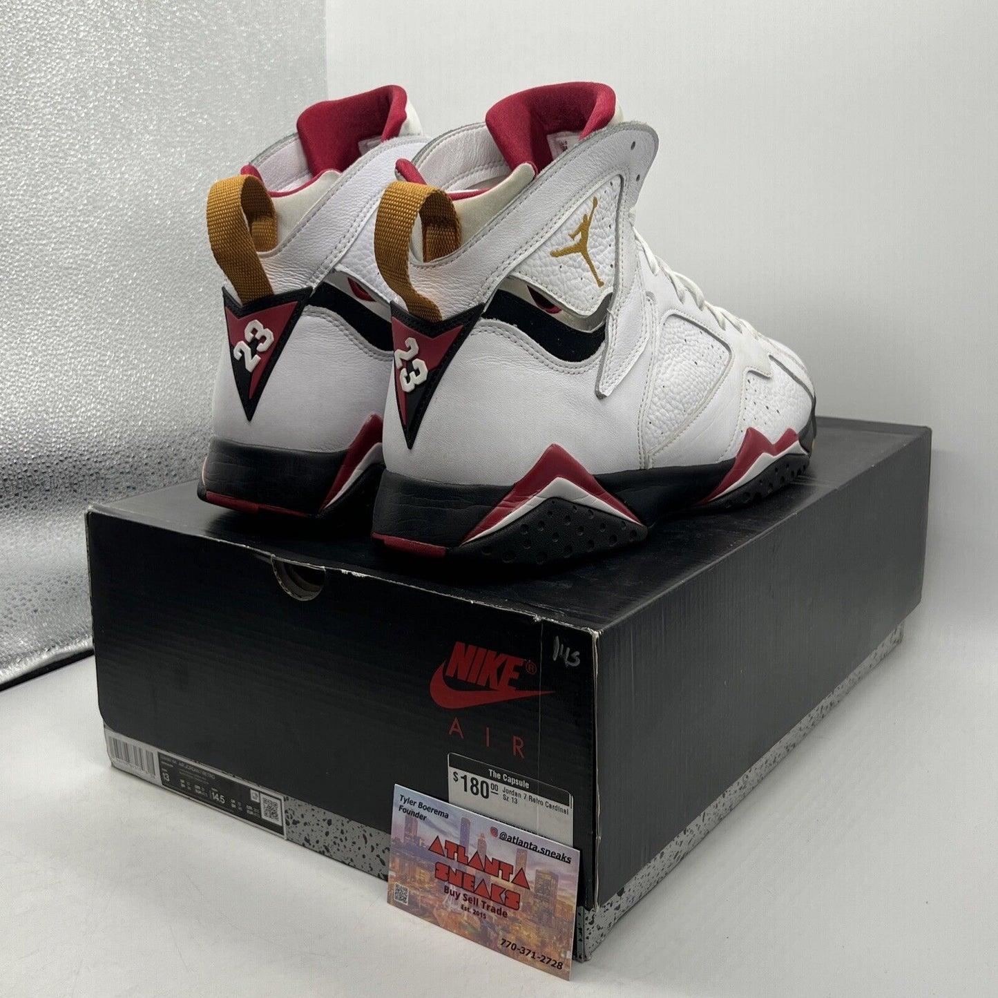 Size 13 - Jordan 7 Cardinal 2022 Black Red White Leather (CU9307-106)