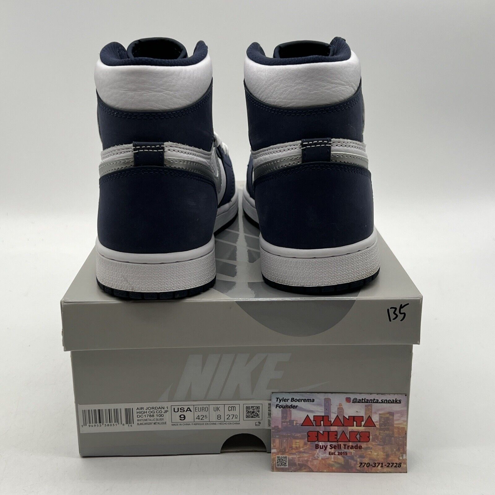 Size 9 - Jordan 1 Retro High CO.JP Midnight Navy White Silver Leather DC1788-100