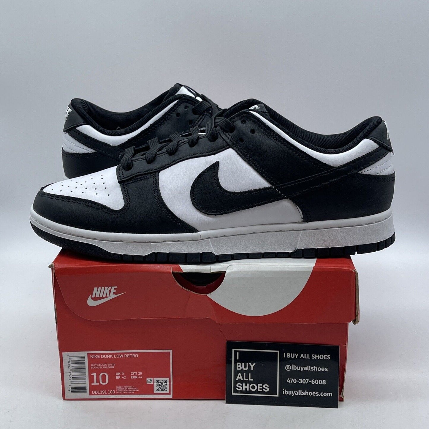 Size 10 - Nike Dunk Low Black White Suede Leather (DD1391-100)