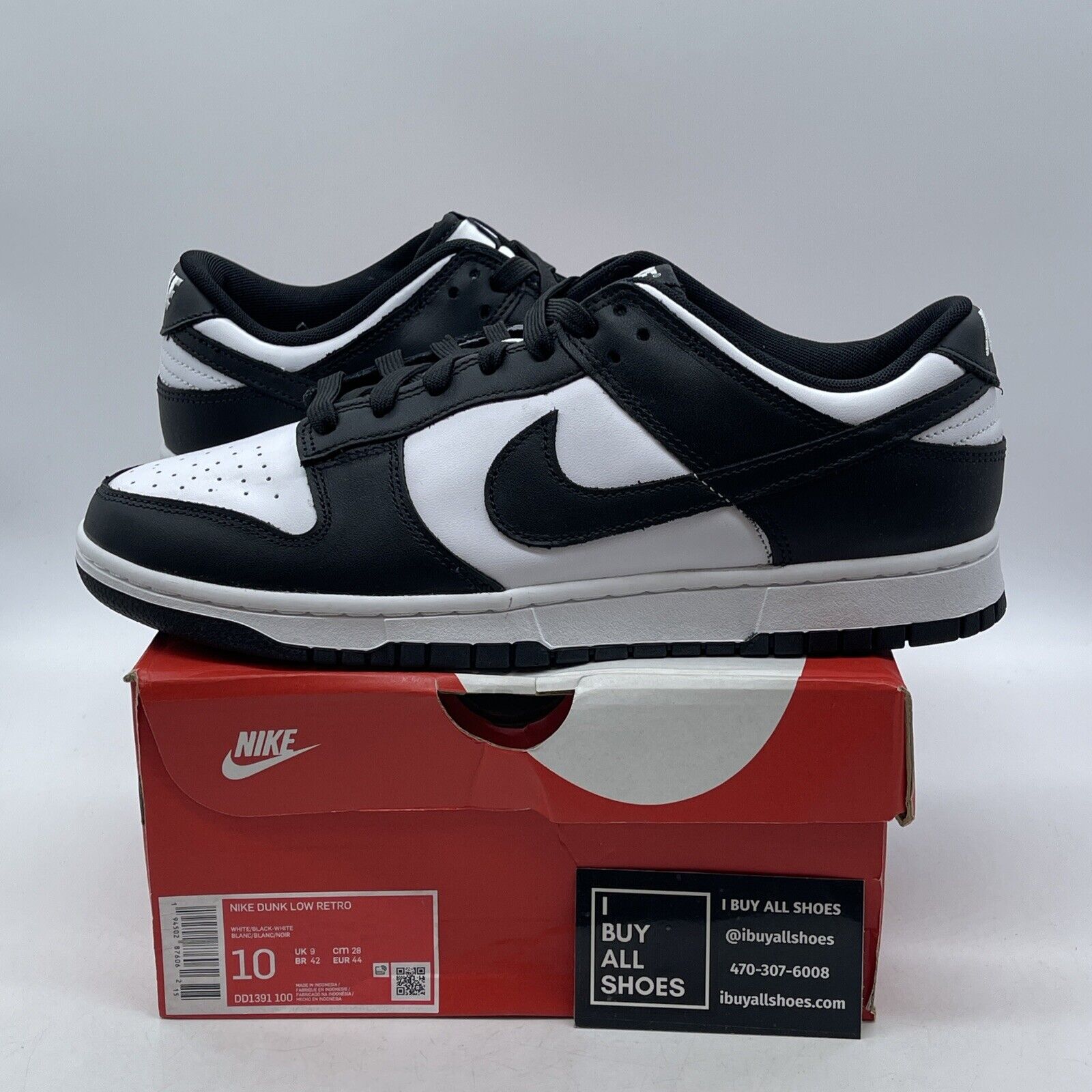 Size 10 - Nike Dunk Low Black White Suede Leather (DD1391-100)