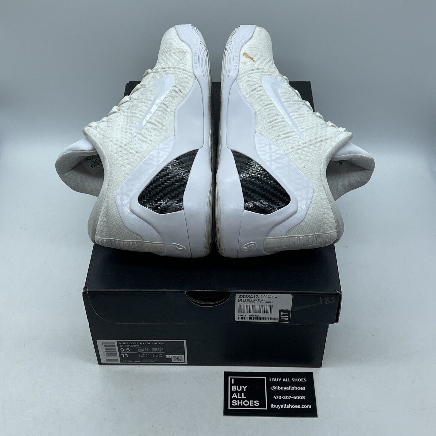 Size 9.5 - Nike Kobe 9 Elite Protro Low Halo White Black Suede (FZ7334-100)
