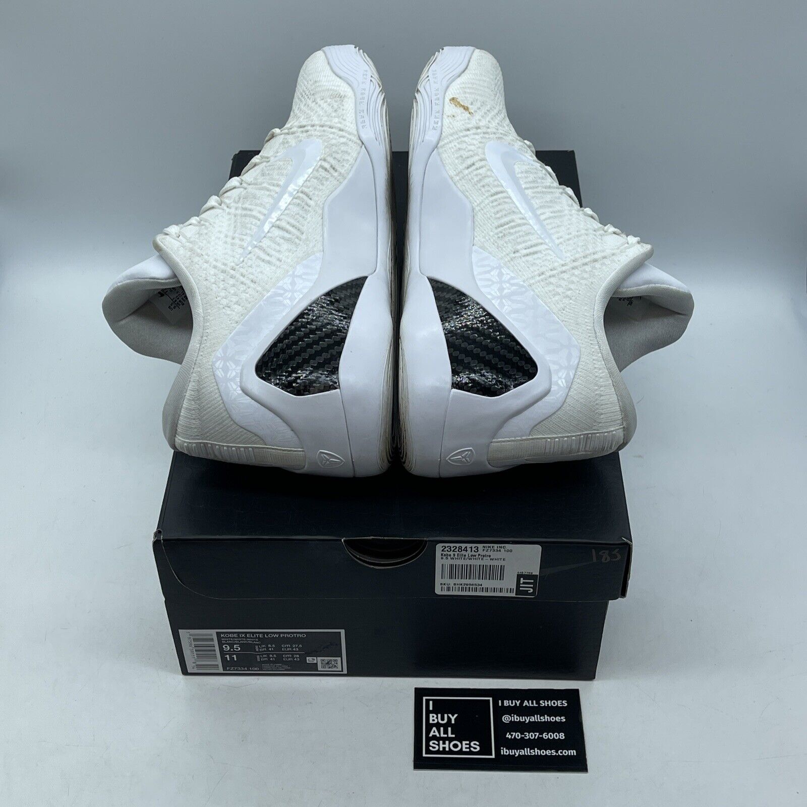 Size 9.5 - Nike Kobe 9 Elite Protro Low Halo White Black Suede (FZ7334-100)