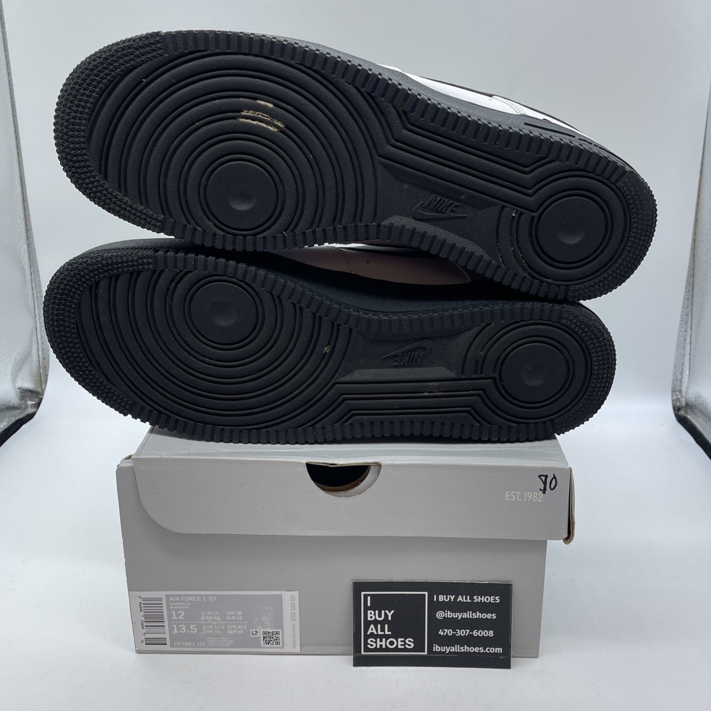 Size 12 - Nike Air Force 1 Low White Black Sole Leather (CK7663-101)