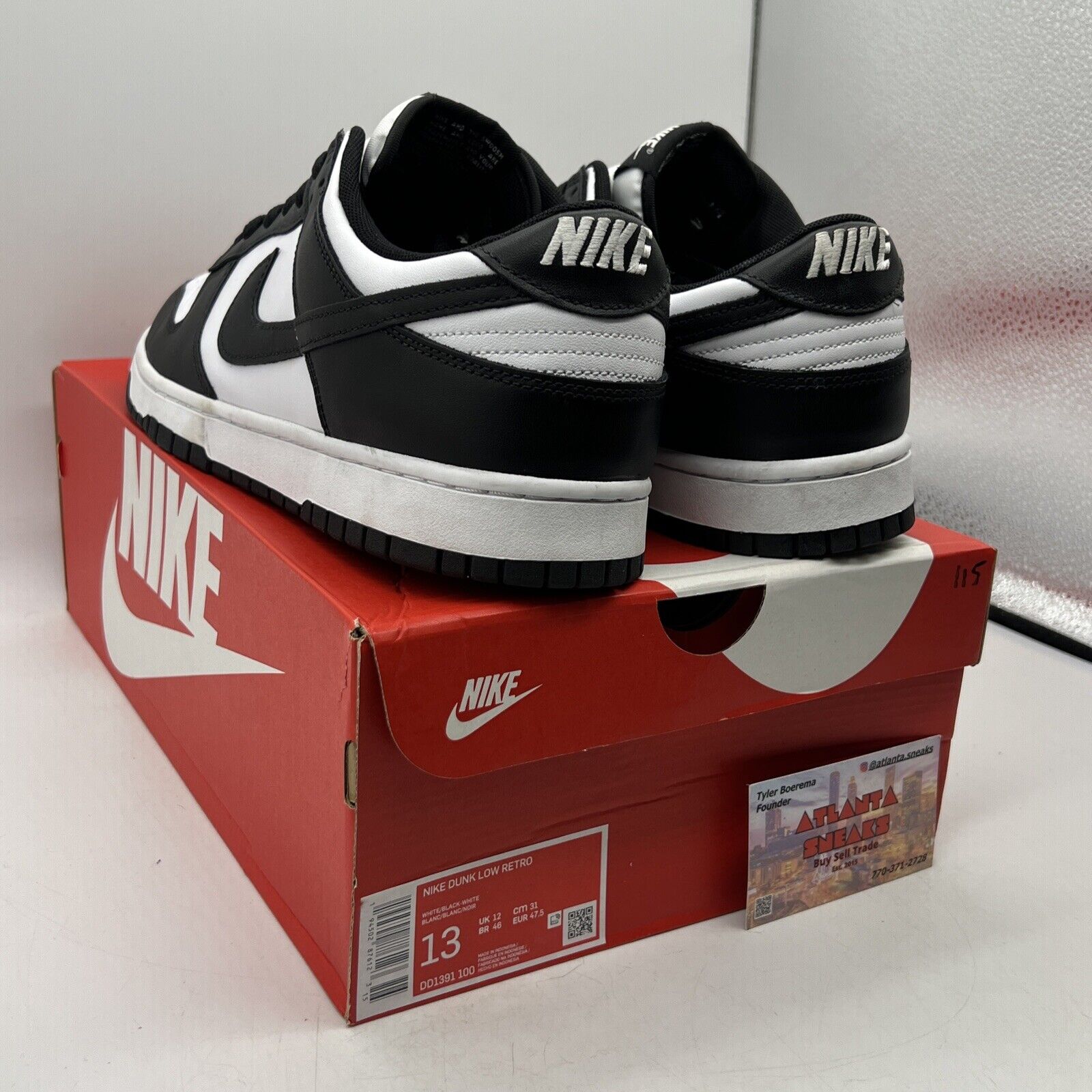 Size 13 - Nike Dunk Low Black White Leather (DD1391-100)