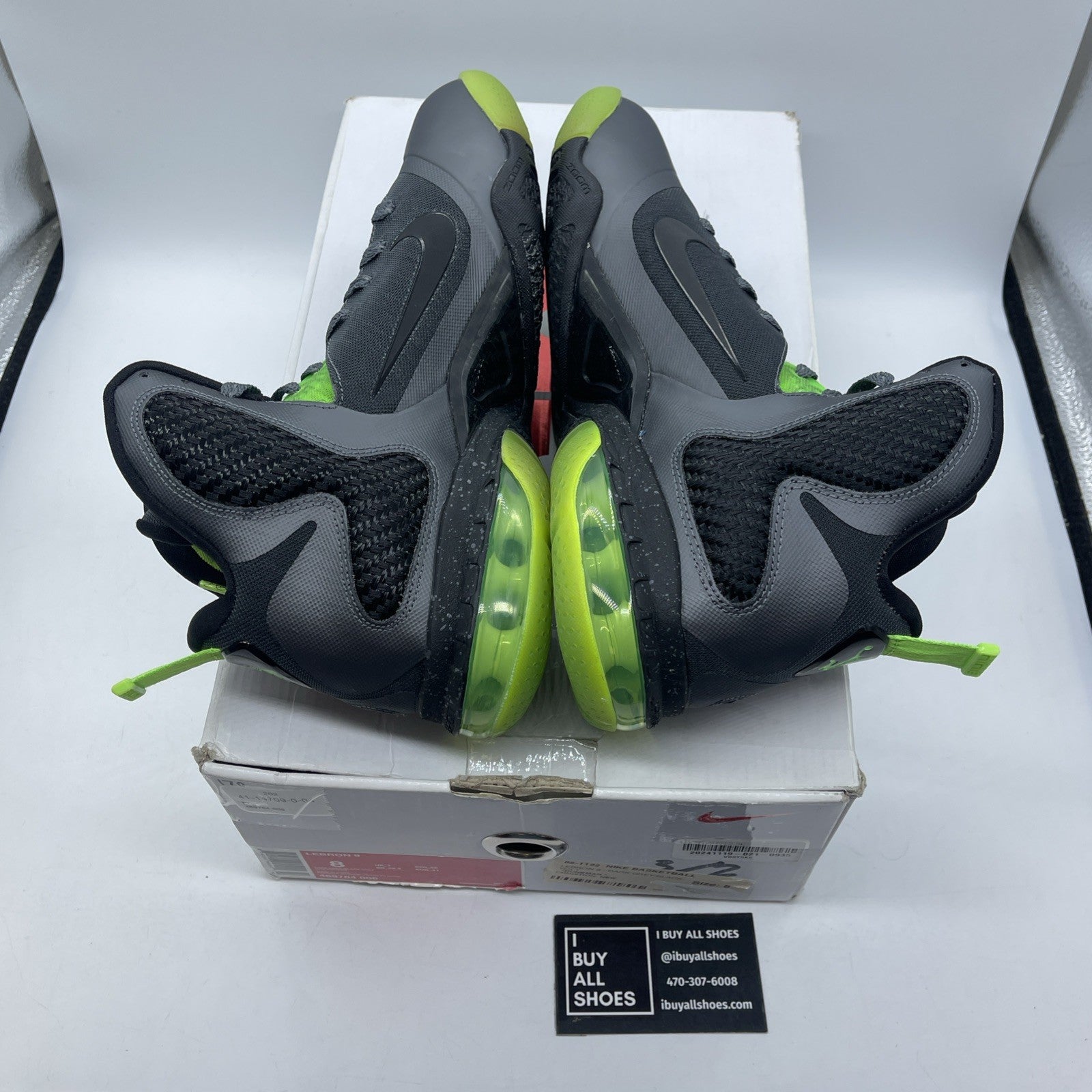 Size 8 - Nike LeBron 9 Dunkman Grey Green Leather (469764-006)
