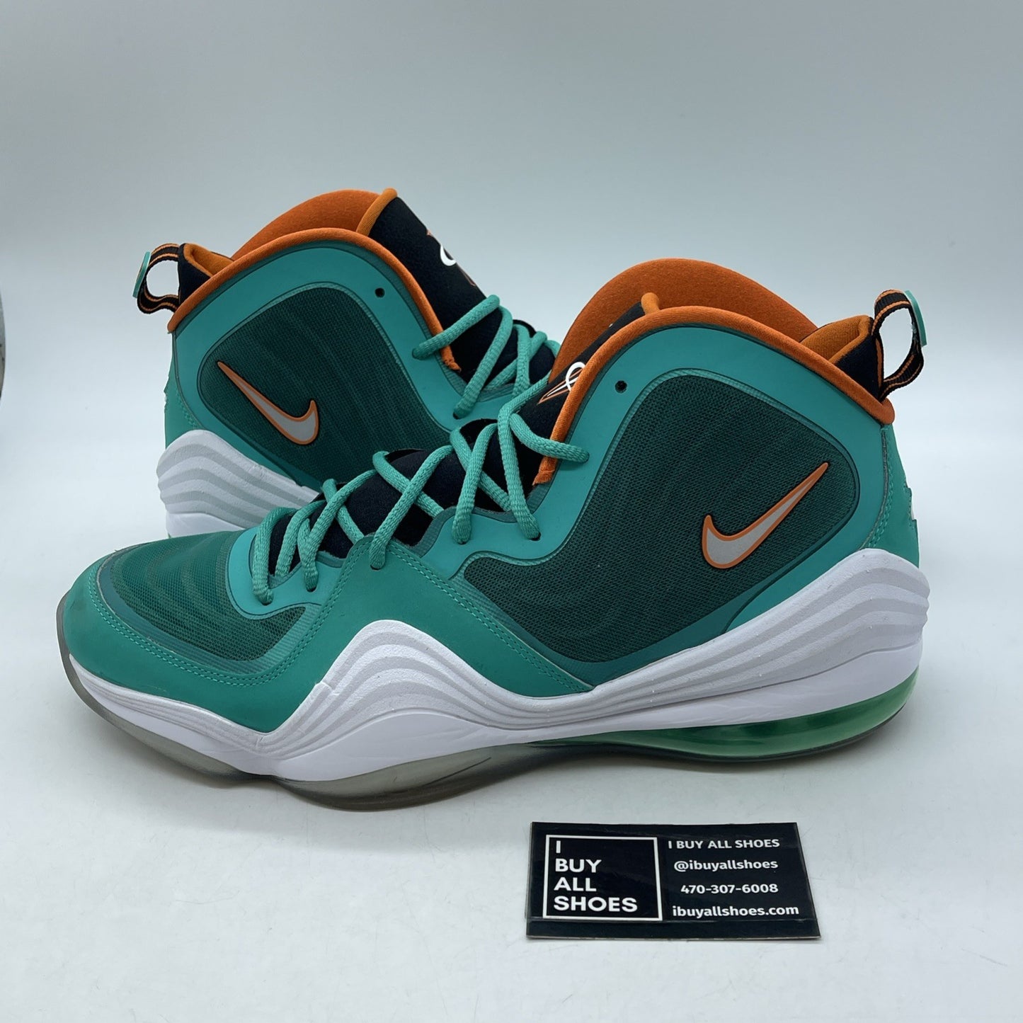 Size 13 - Nike Air Penny 5 Miami Dolphins Blue Suede Leather (537331-300)