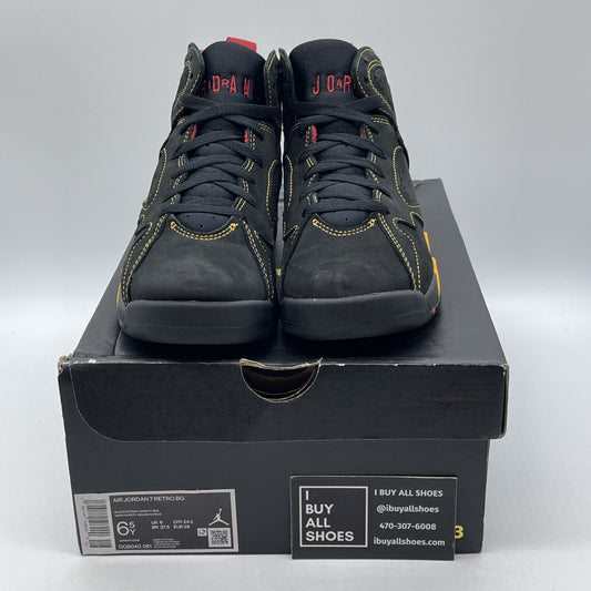 Size 6.5Y - Jordan 7 Retro 2022 Mid Citrus Black Suede (DQ6040-081)