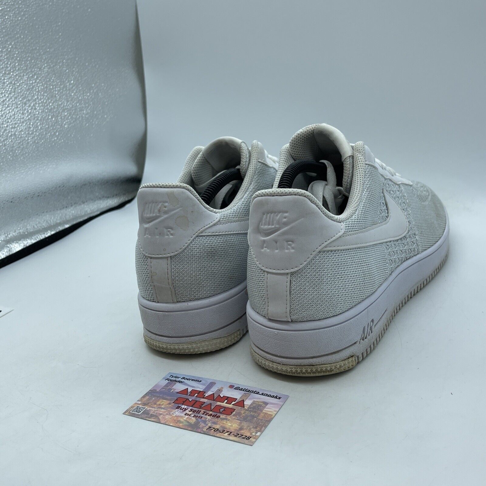 Size 11.5 - Nike Air Force 1 Flyknit 2.0 Low Pure Platinum Suede (AV3042-100)