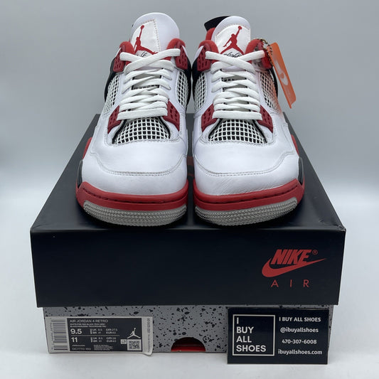 Size 9.5 - Jordan 4 Retro OG Mid Fire Red White Black Leather (DC7770-160)