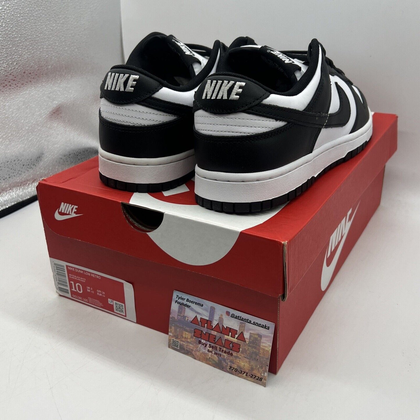 Size 10 - Nike Dunk Low Black White Brand New Og All