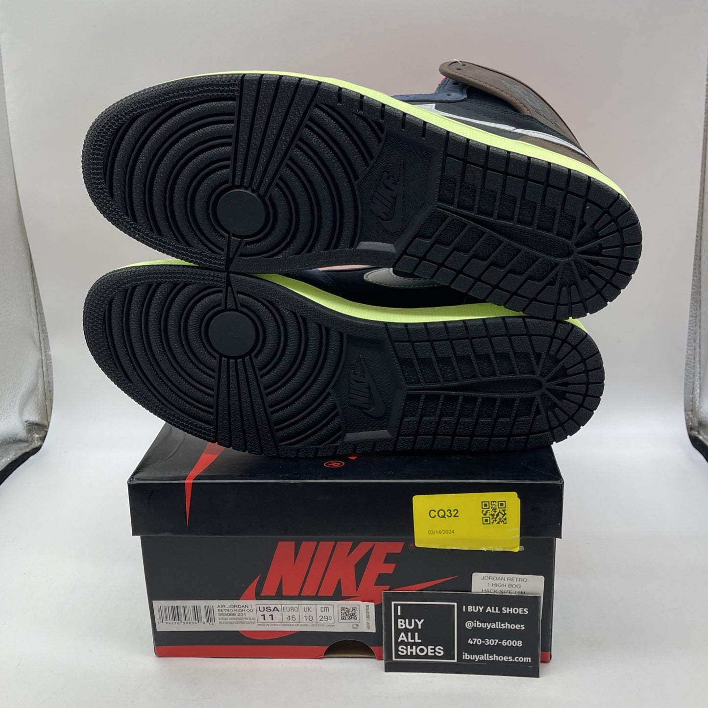 Size 11 - Air Jordan 1 Retro High Tokyo Bio Hack Black Suede (555088-201)