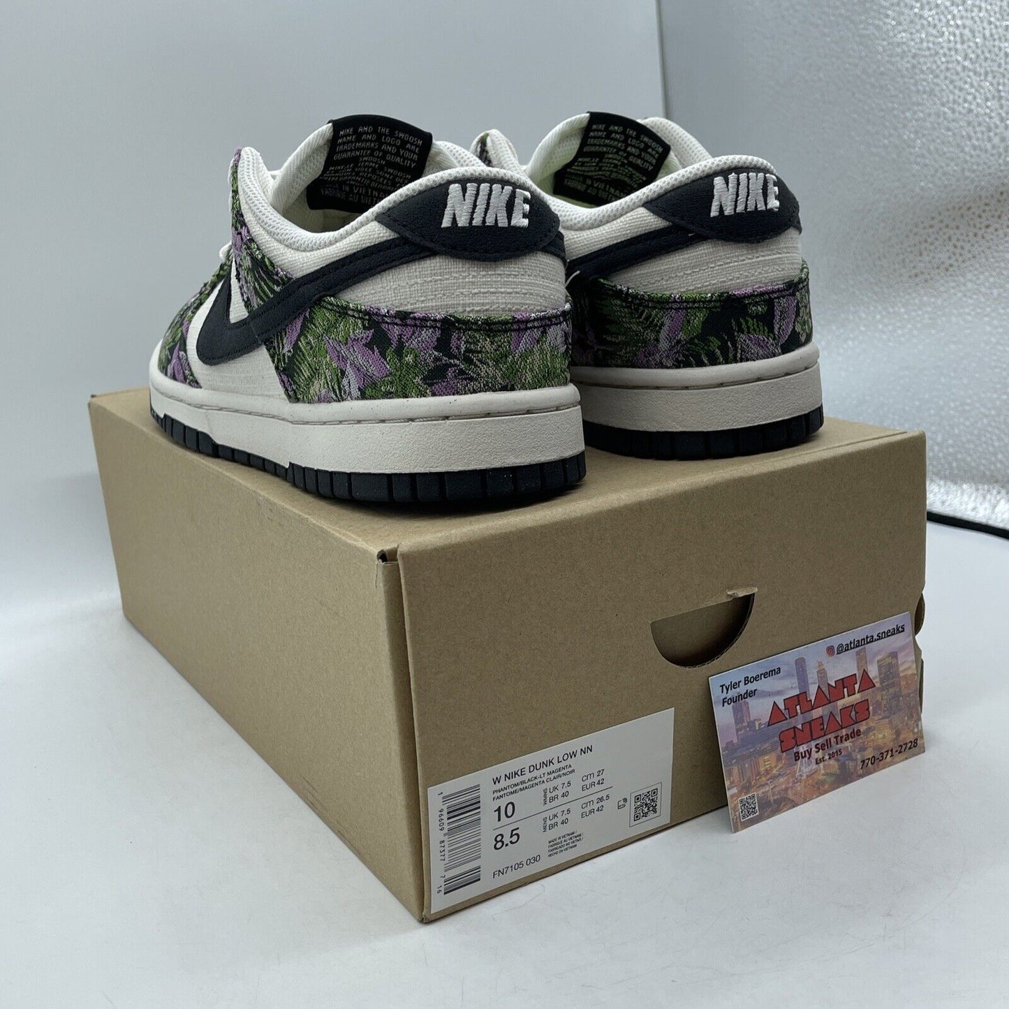 Size 10W - Nike Dunk Next Nature Low Floral Tapestry White Black (FN7105-030)