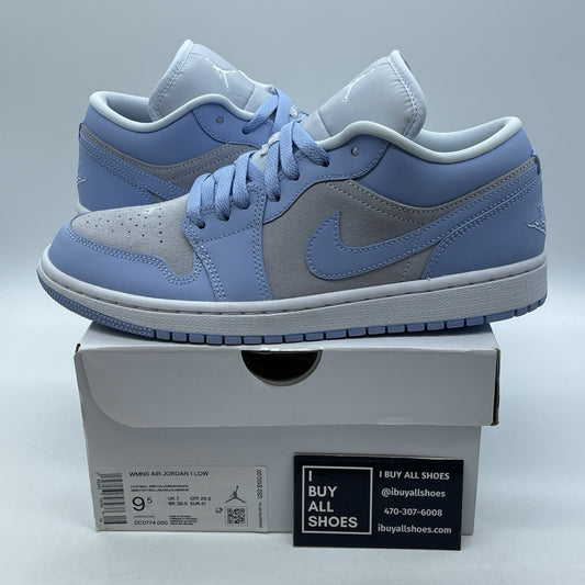 Size 9.5 - Air Jordan 1 Low 'Aluminum' Grey Blue Suede Leather (DC0774-050)