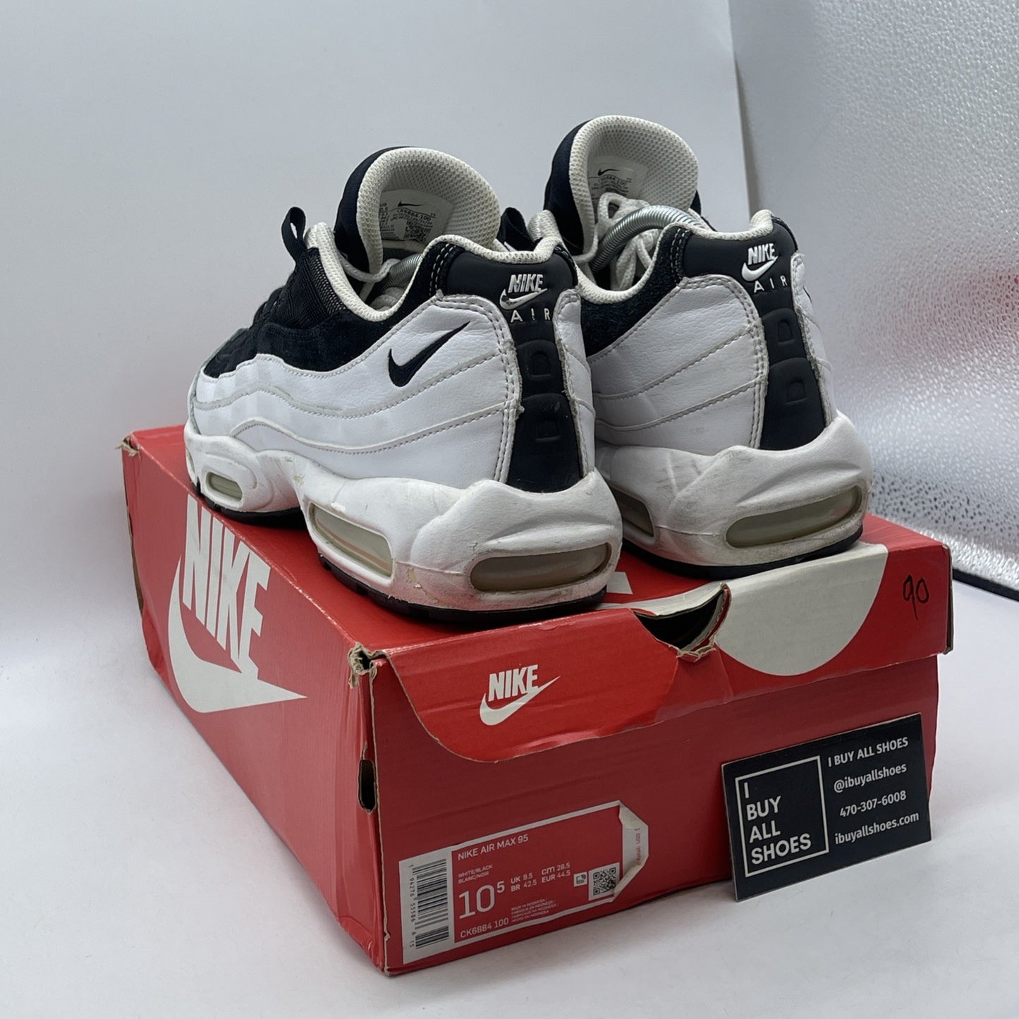 Size 10.5 - Nike Air Max 95 Ying Yang Pack White Black Leather (CK6884-100)