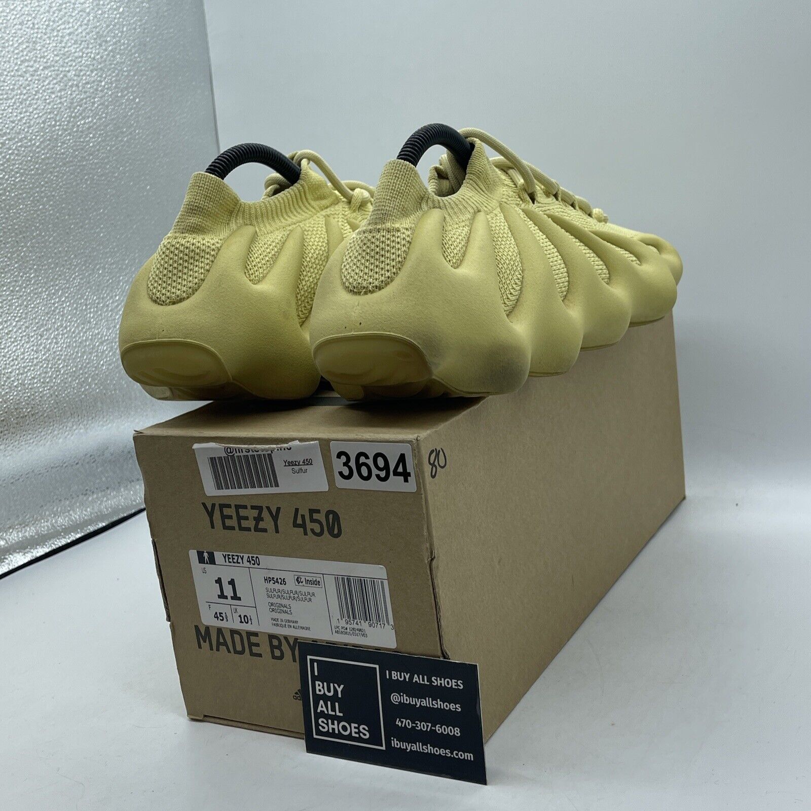Size 11 - adidas Yeezy 450 Sulfur Yellow Suede (HP5426)