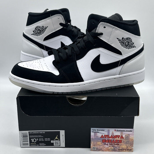 Nike Air Jordan 1 Mid SE  Diamond. White Black Sneakers Men’s Size 10.5 Shoes NW