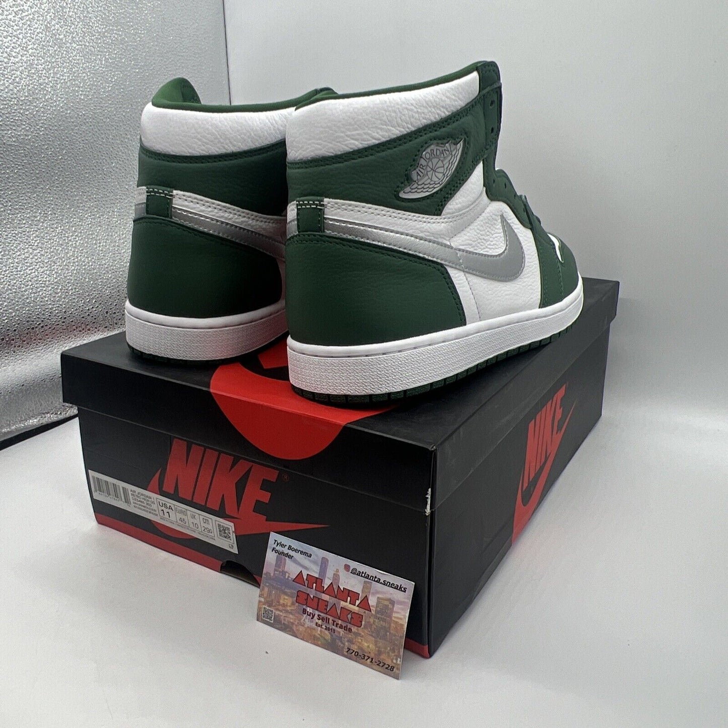 Size 11 - Jordan 1 Retro OG High Gorge Green Brand New Og All White Green Silver