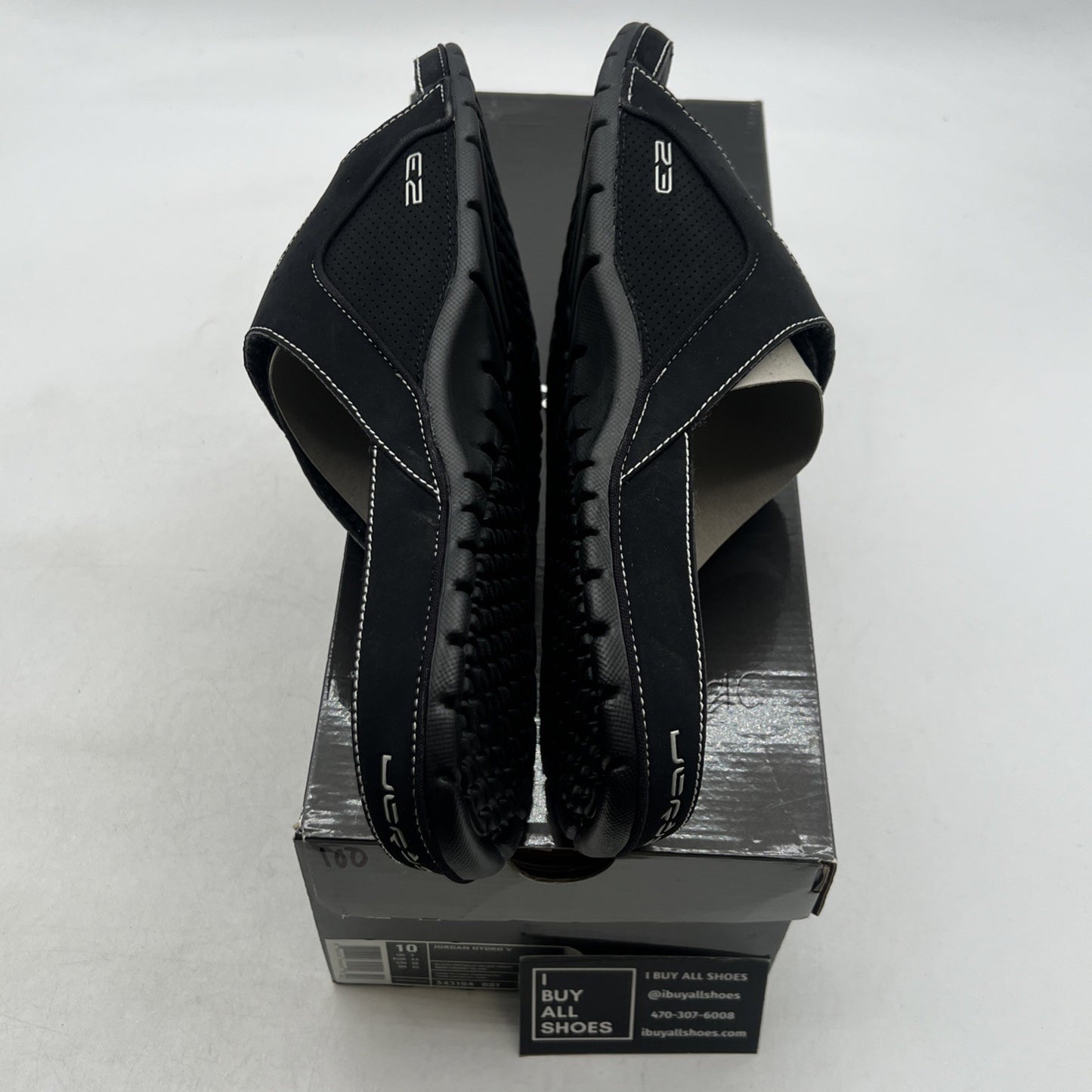 Size 10 - Air Jordan Hydro Slides Retro 4 Black Cat Mens (343104-001)