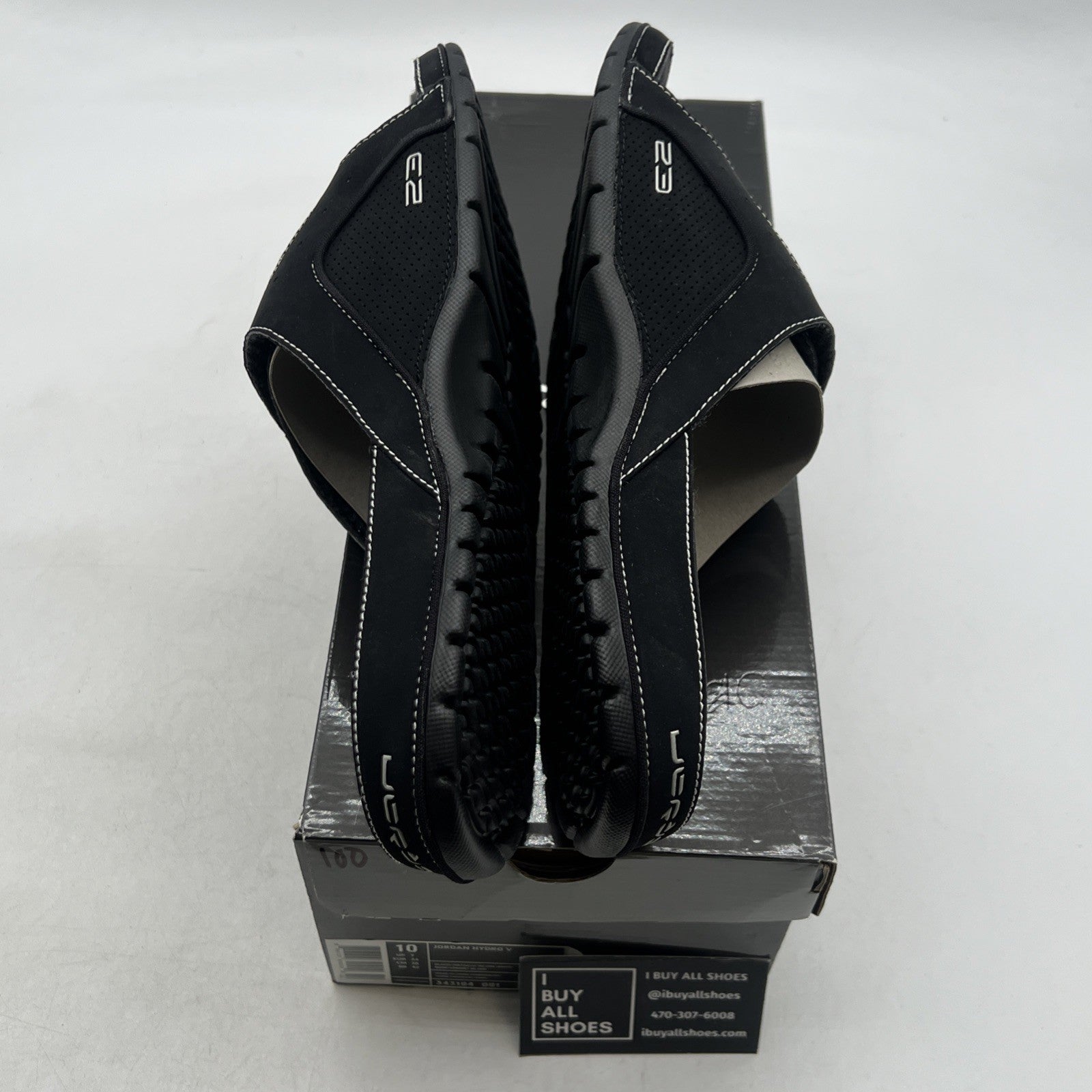 Size 10 - Air Jordan Hydro Slides Retro 4 Black Cat Mens (343104-001)