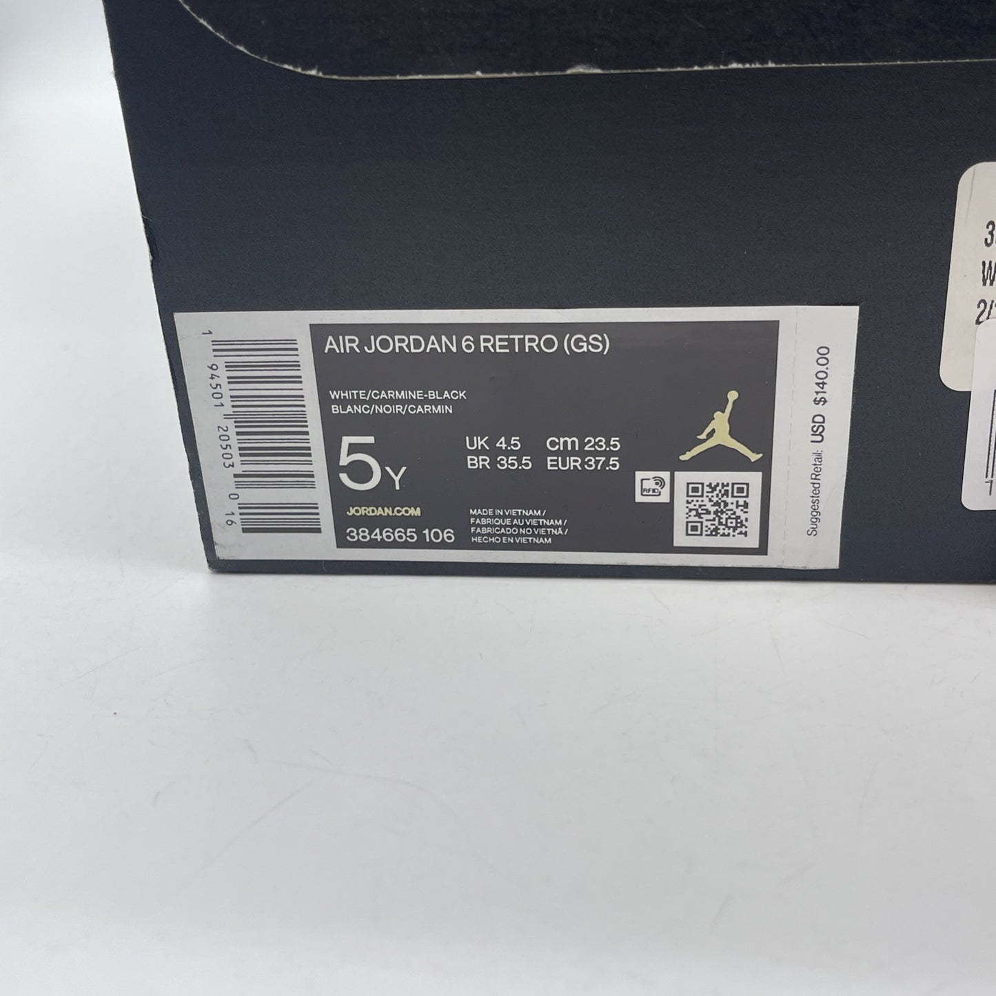 Size 5Y (GS) - Jordan 6 Retro 2021 Mid Carmine Red White Suede (384665-106)