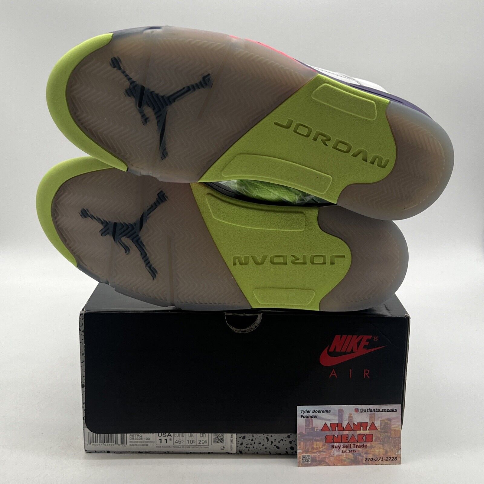 Size 11.5 - Jordan 5 Retro Alternate Bel-Air 2020 Green Purple (DB3335-100)