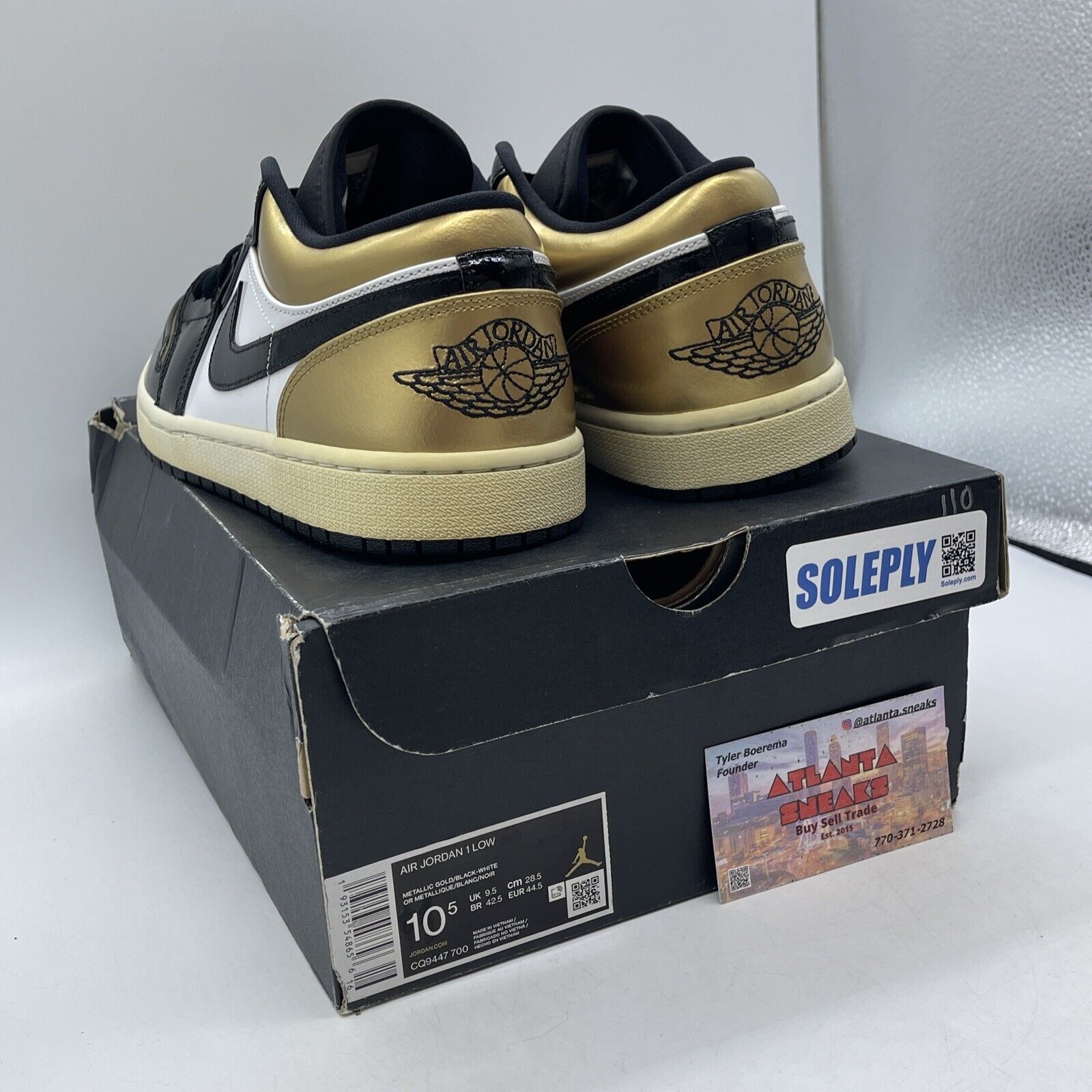Size 10.5 - Air Jordan 1 Low Gold Toe Black White Leather (CQ9447-700)