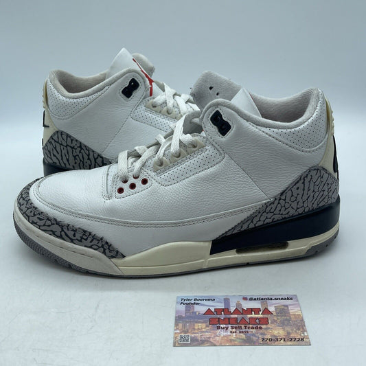 Size 8 - Jordan 3 Retro Mid White Cement Reimagined Black Red (DN3707-100)