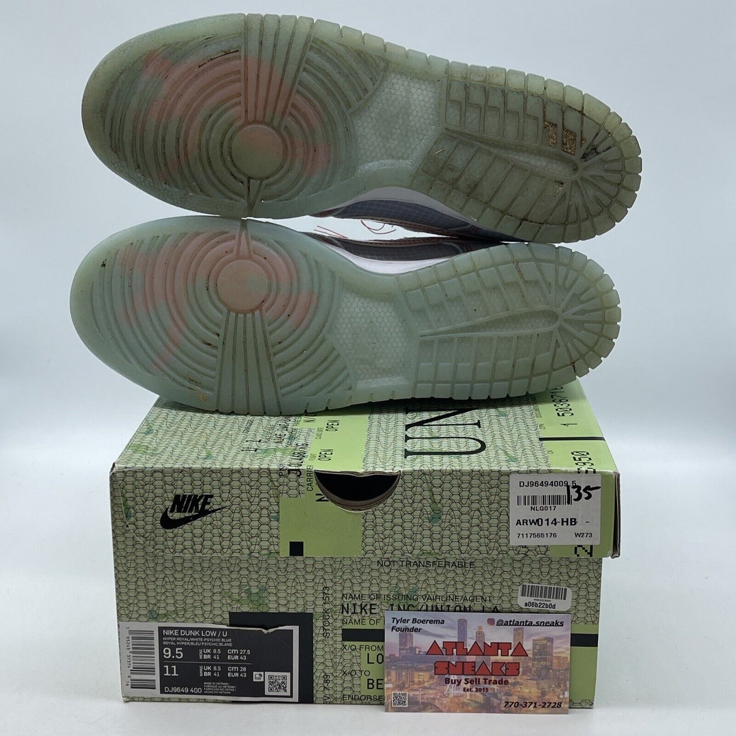 Size 9.5 - Nike Dunk Low x Union LA Passport Pack - Argon Leather (DJ9649-400)