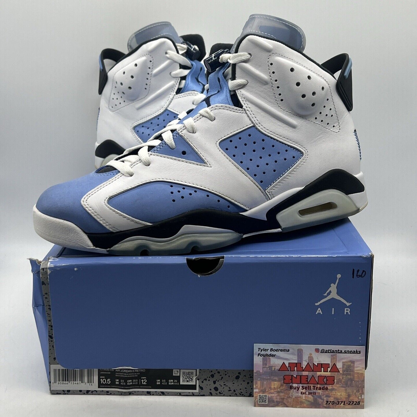 Size 10.5 - Jordan 6 Retro Mid UNC Home White Blue Black Suede (CT8529-410)