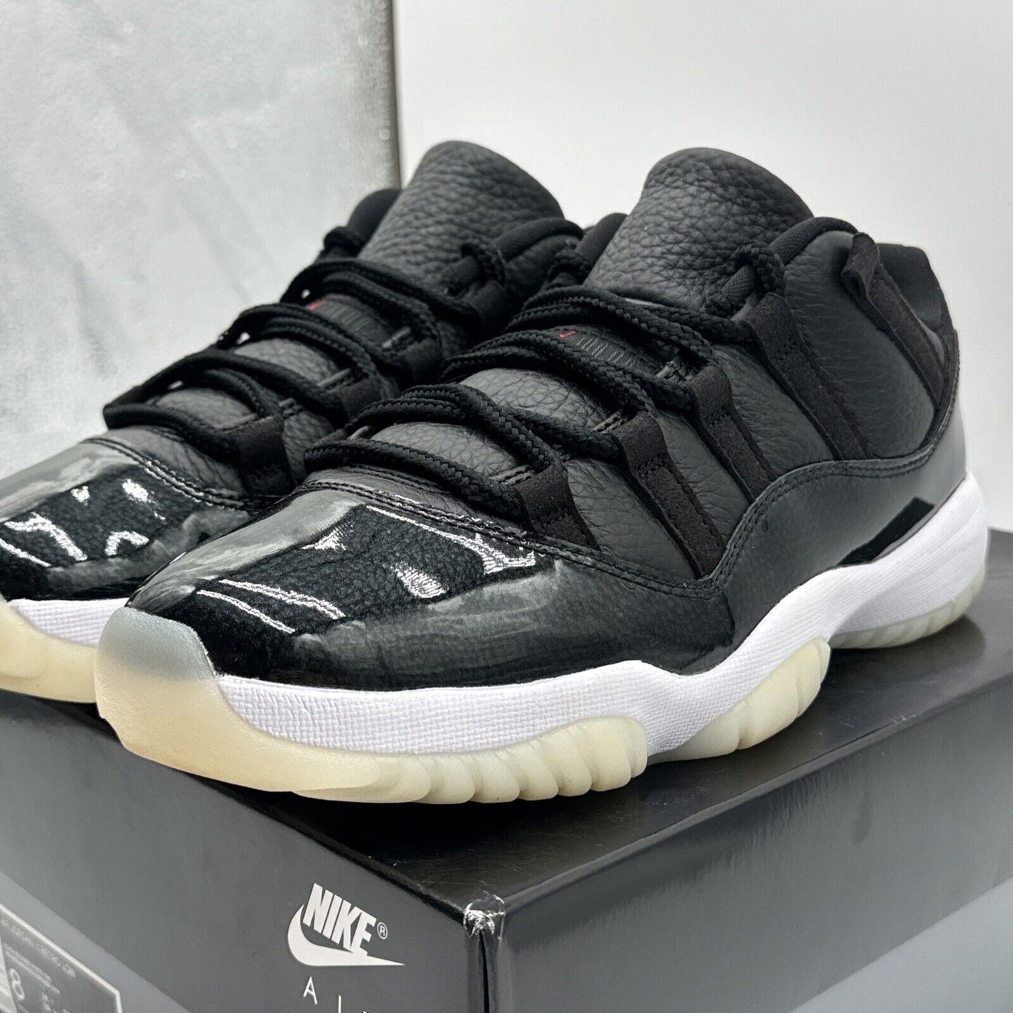 Size 8 - Jordan 11 Retro Low 72-10 Premium Tumbled Leather Black Icy Sole OG All