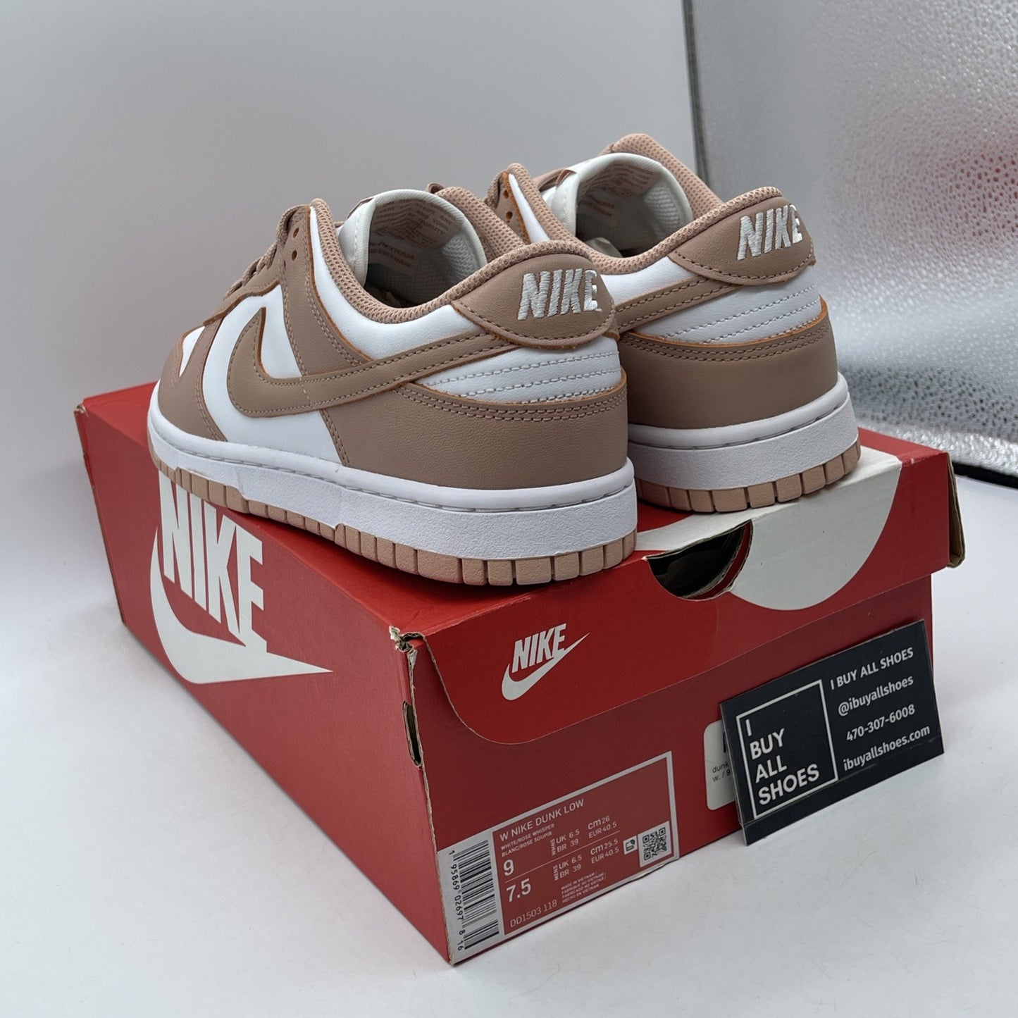 Size 9W - Nike Dunk Low Rose Whisper White Pink Leather (DD1503-118)