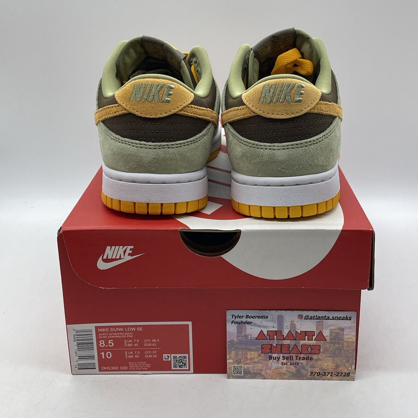 Size 8.5 - Nike Dunk Low Dusty Olive Brown Yellow Suede (DH5360-300)