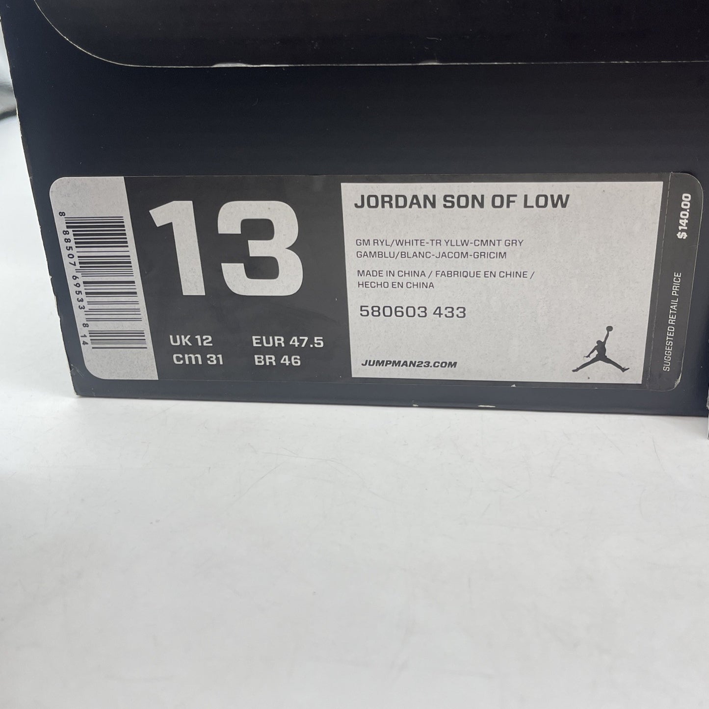 Size 13 - Air Jordan Son Of Mars Low Blue Grey Yellow Suede (580603-433)