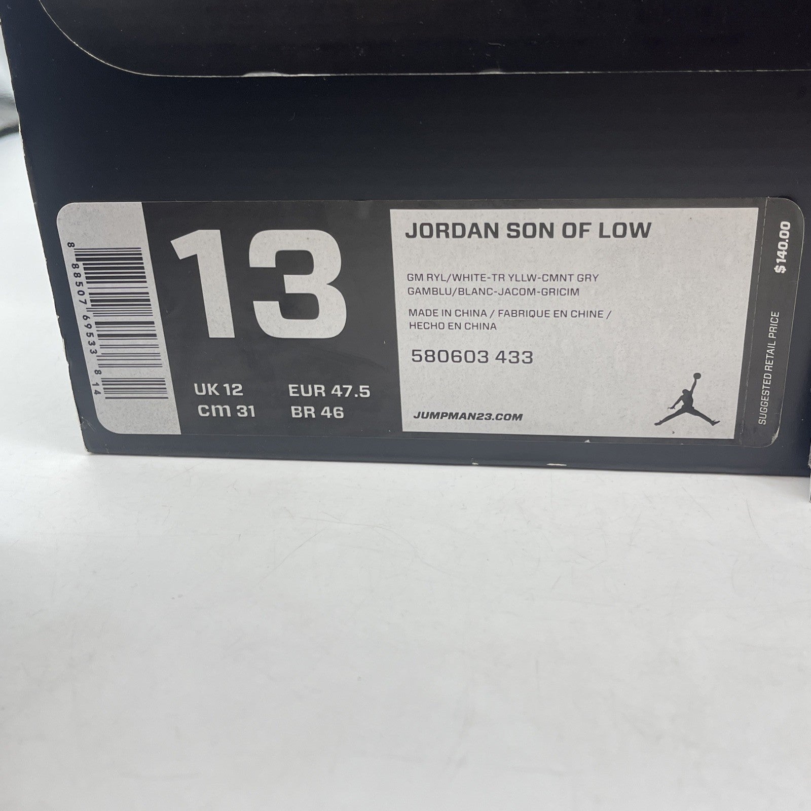 Size 13 - Air Jordan Son Of Mars Low Blue Grey Yellow Suede (580603-433)