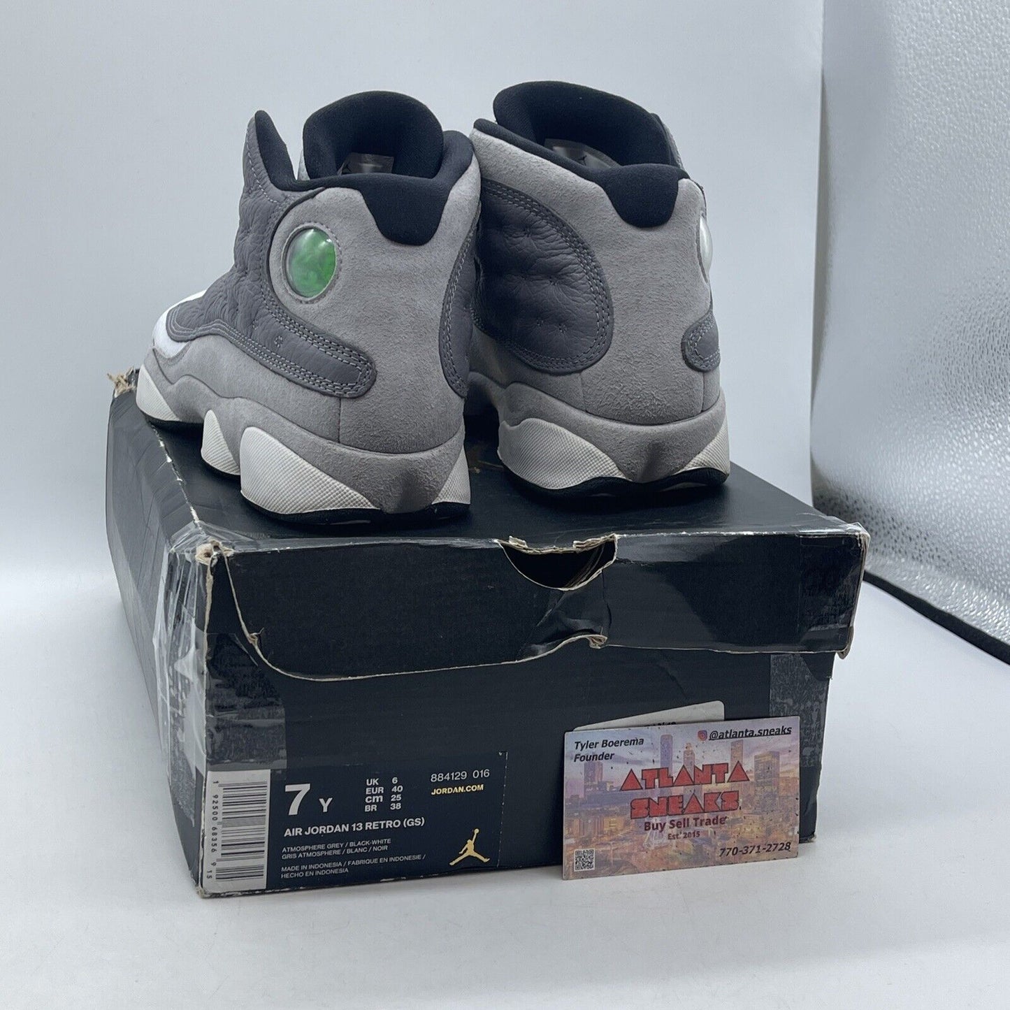 Size 7Y - Air Jordan 13 Atmospheres Grey White Suede Leather (884129-016)